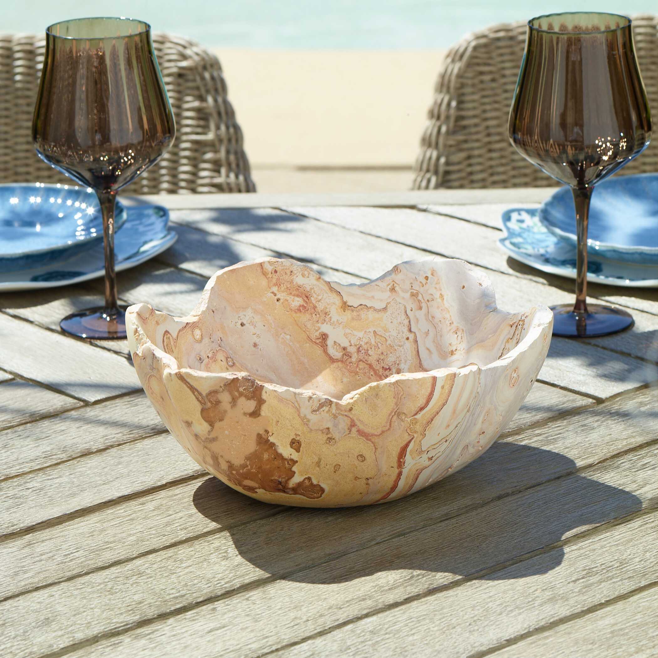 Uttermost Home Decor Uttermost Sahara Bloom Indoor-Outdoor Stone Bowl