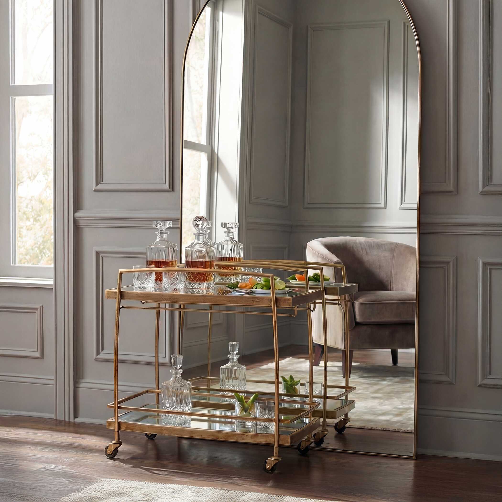 Uttermost Furniture Uttermost Scarritt Antique Brass Bar Cart