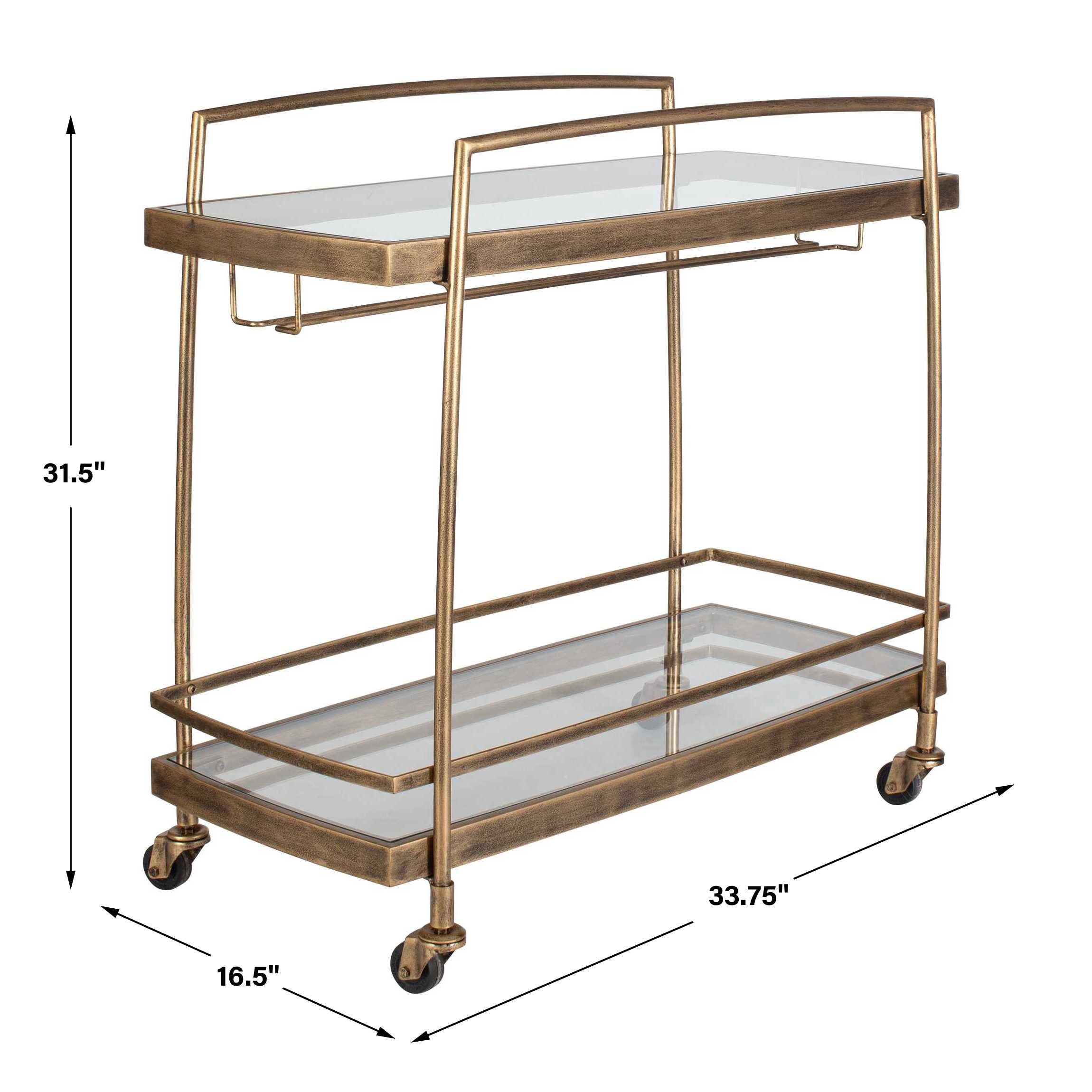 Uttermost Furniture Uttermost Scarritt Antique Brass Bar Cart