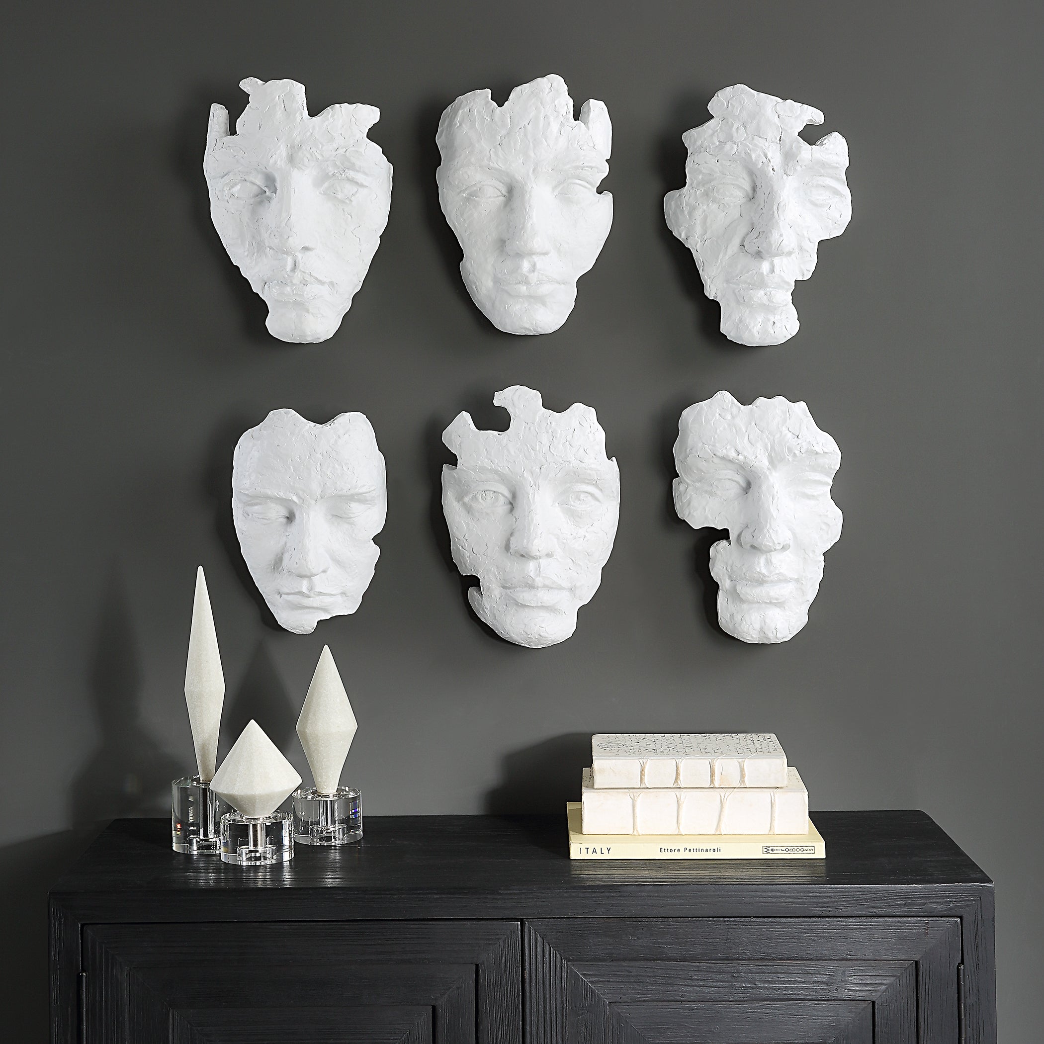 Uttermost Home Uttermost Self-Portrait White Mask Wall Decor, Set/6