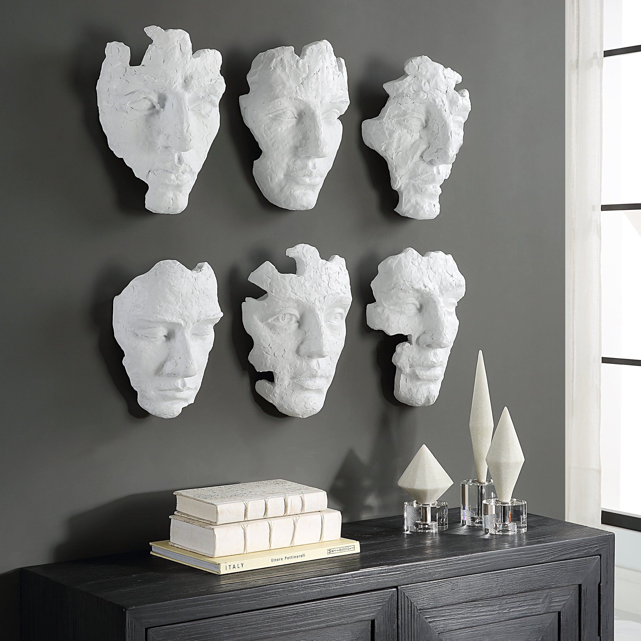 Uttermost Home Uttermost Self-Portrait White Mask Wall Decor, Set/6