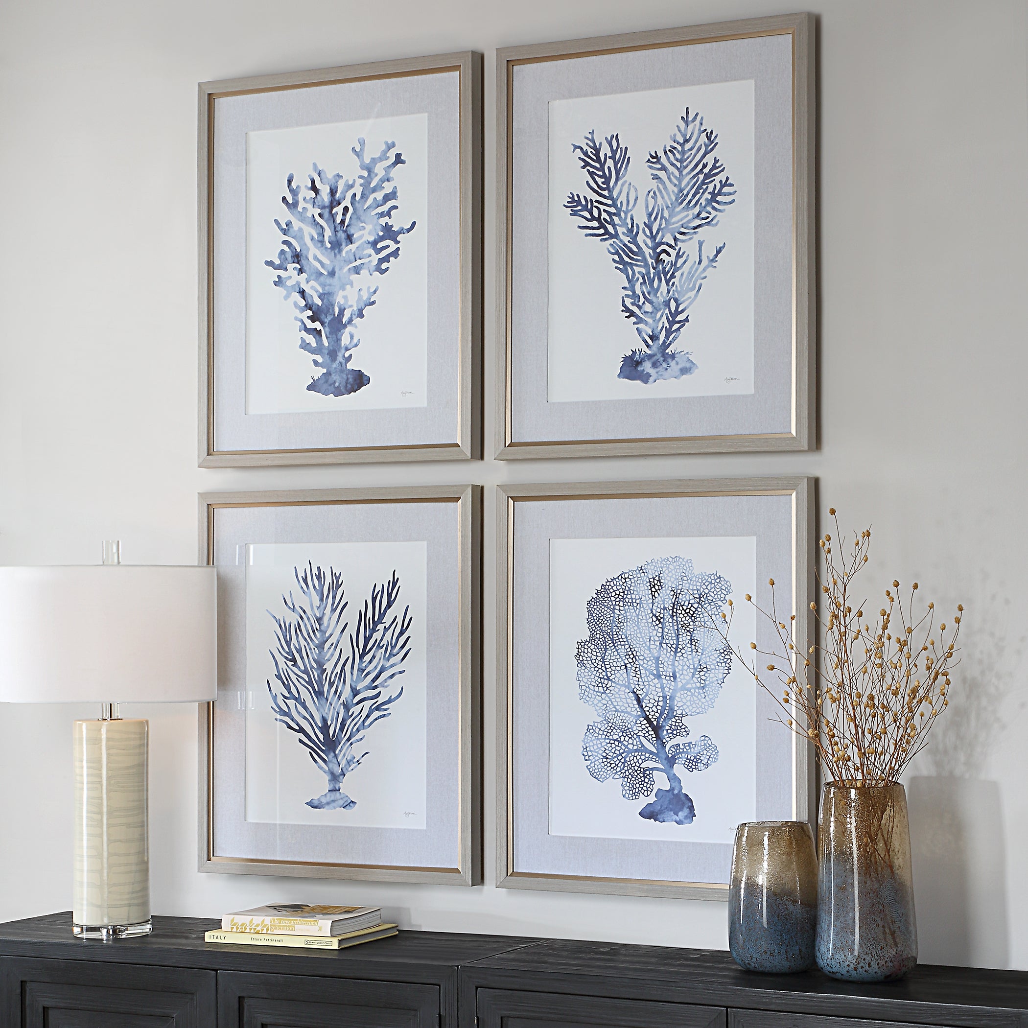 Uttermost Home Decor Uttermost Shibori Coral Framed Prints, Set/4