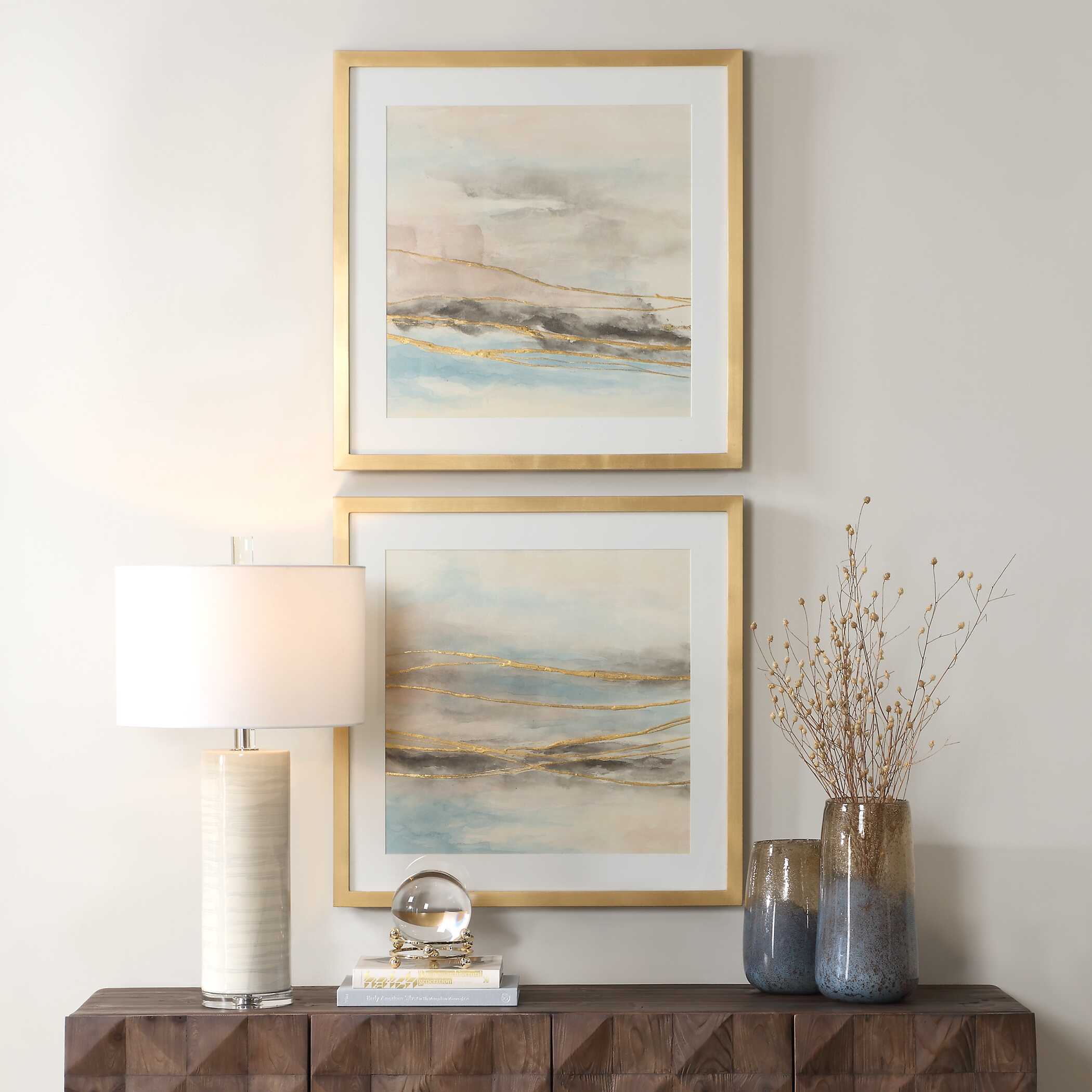 Uttermost Uttermost So Golden Abstract Landscape Prints Set/2