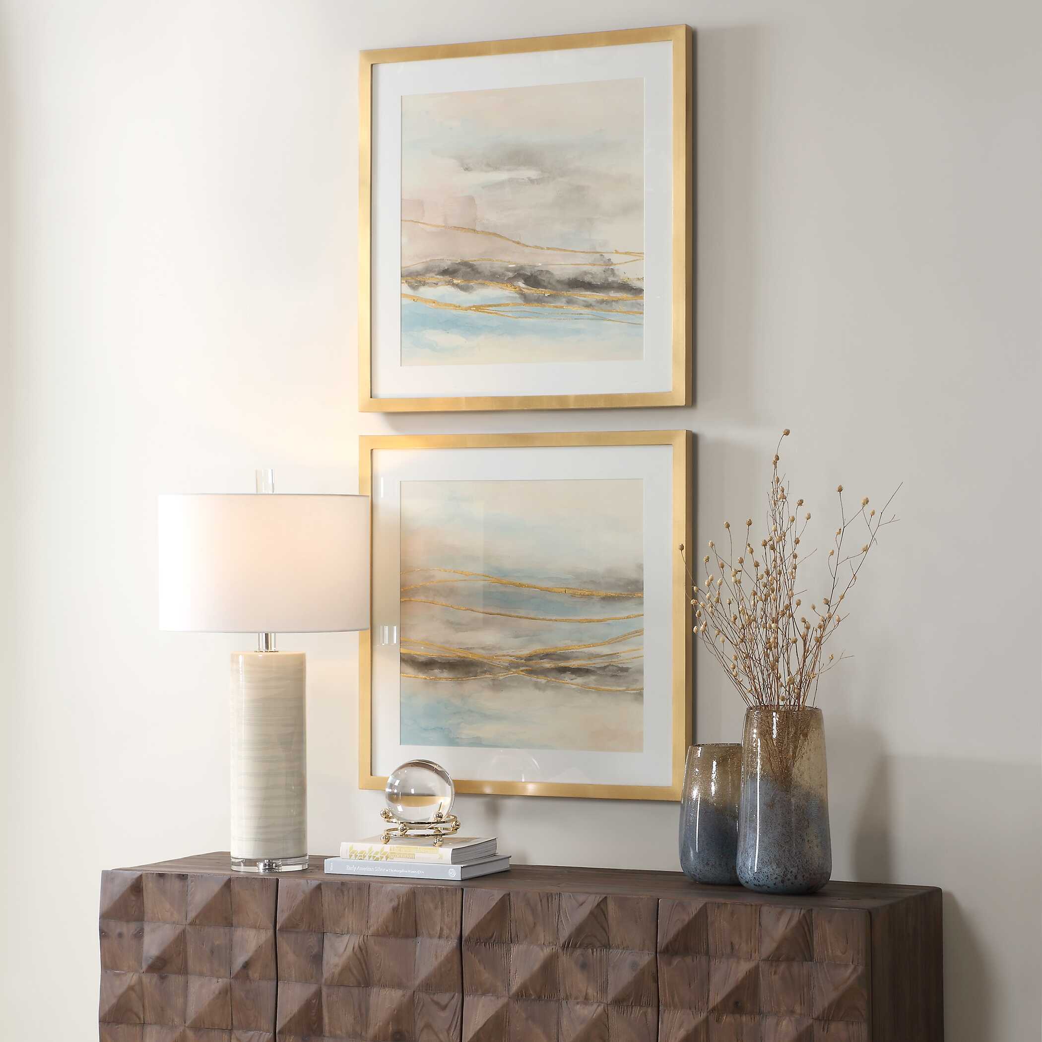Uttermost Uttermost So Golden Abstract Landscape Prints Set/2