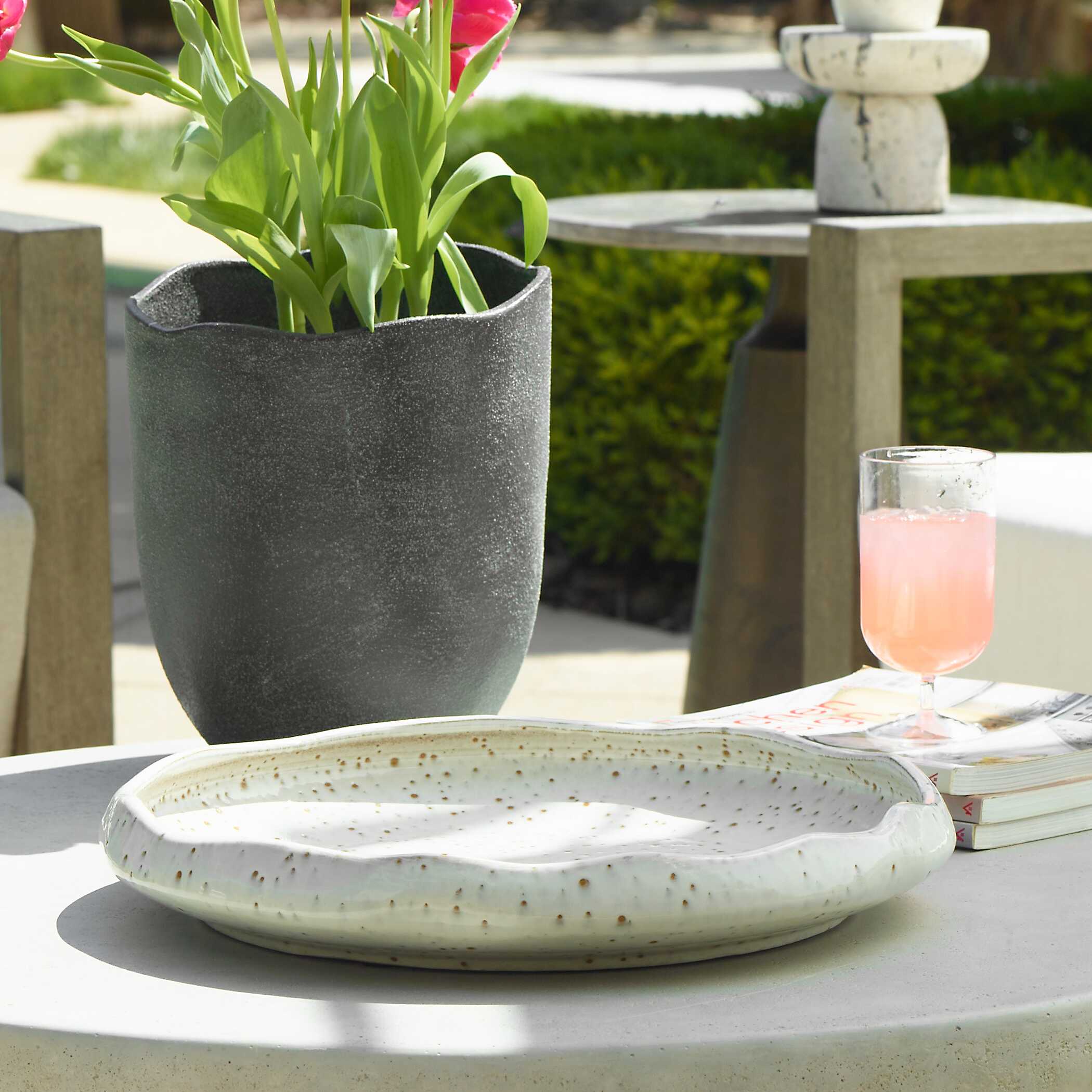 Uttermost Home Decor Uttermost Stardust Ripple Indoor-Outdoor White Bowl