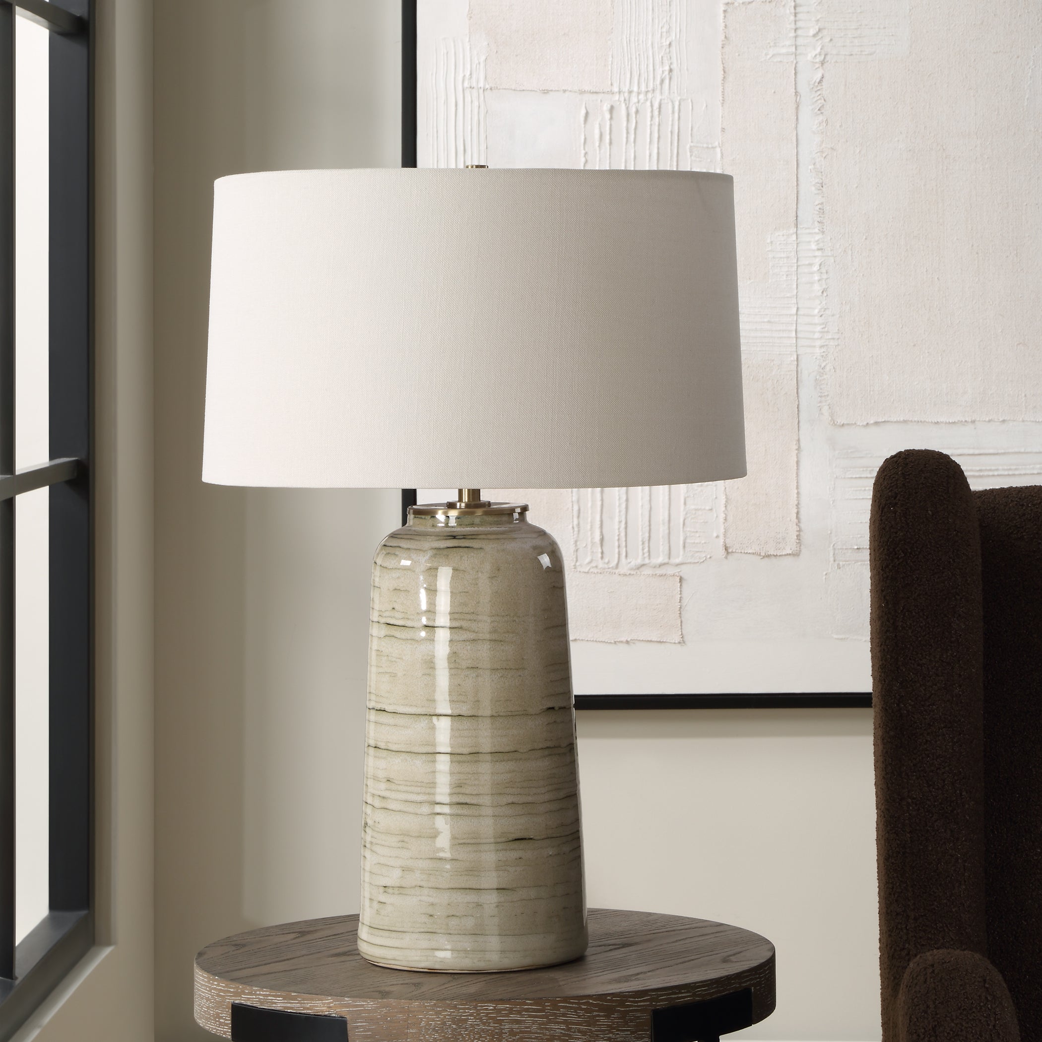 Uttermost Lighting Uttermost Strata Tan Glaze Table Lamp