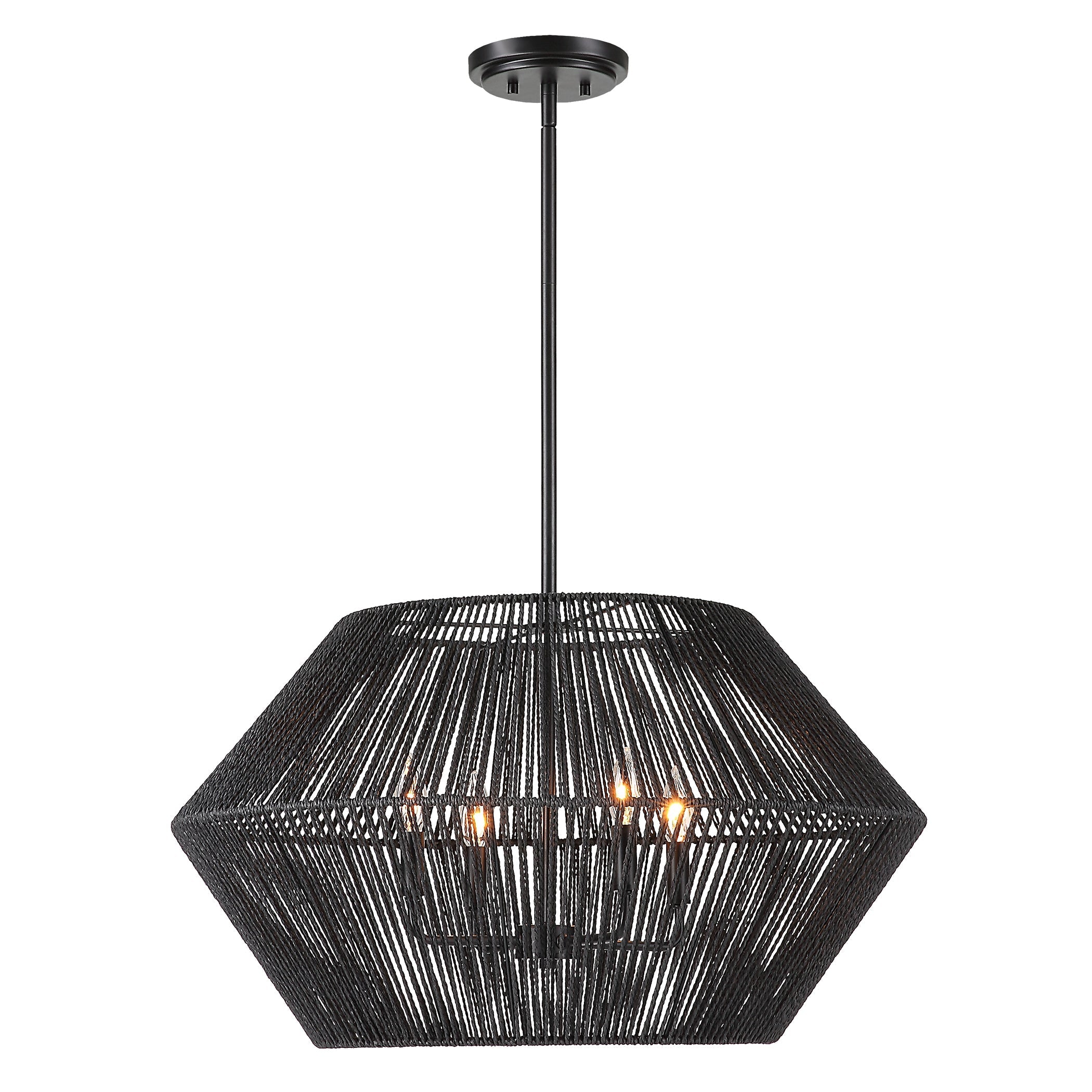 Uttermost Home Oversize - Rate to Be Quoted Uttermost Suva 4 Light Black Rope Pendant