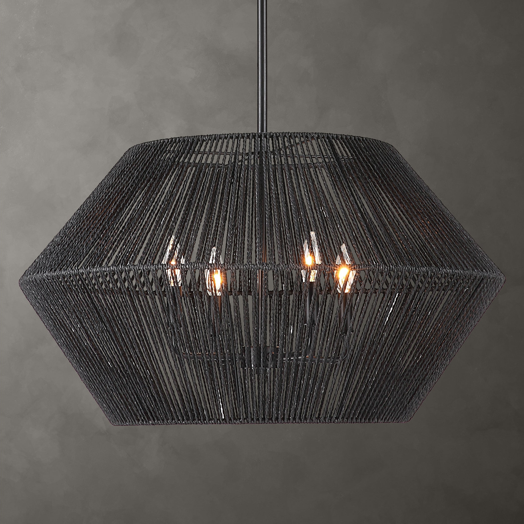Uttermost Home Oversize - Rate to Be Quoted Uttermost Suva 4 Light Black Rope Pendant