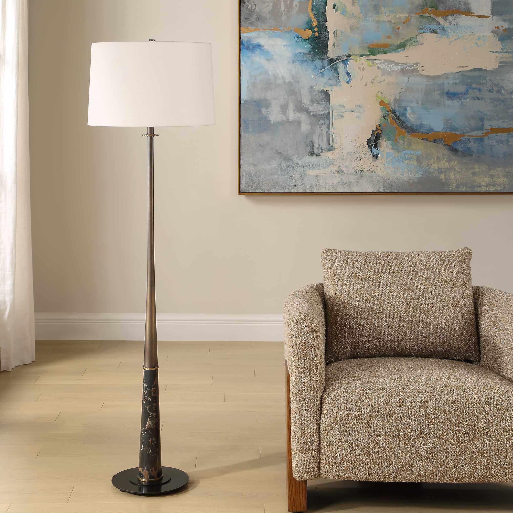 Uttermost Lighting Uttermost Tallarico Brass & Marble Floor Lamp
