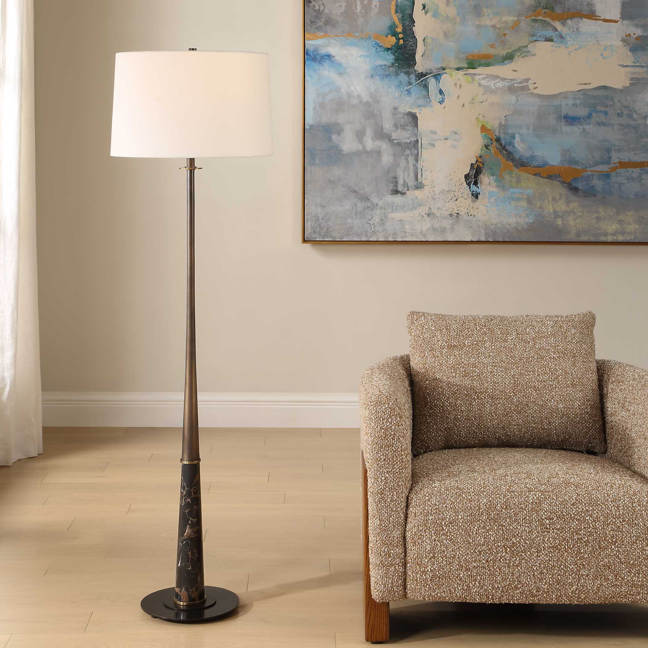 Uttermost Lighting Uttermost Tallarico Brass & Marble Floor Lamp
