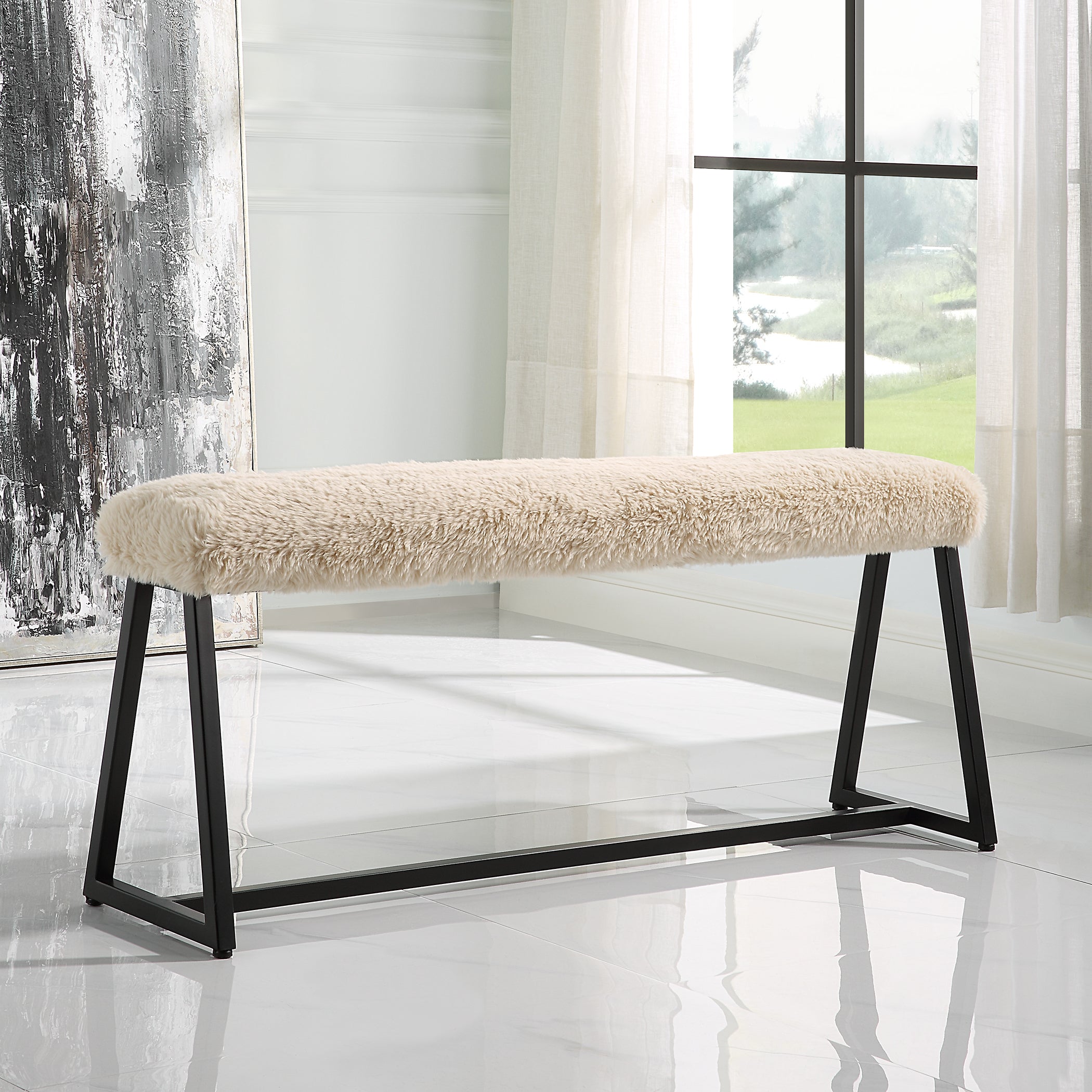 Uttermost Furniture Oversized - Rate to be Quoted Uttermost Taupo Sheepskin Bench