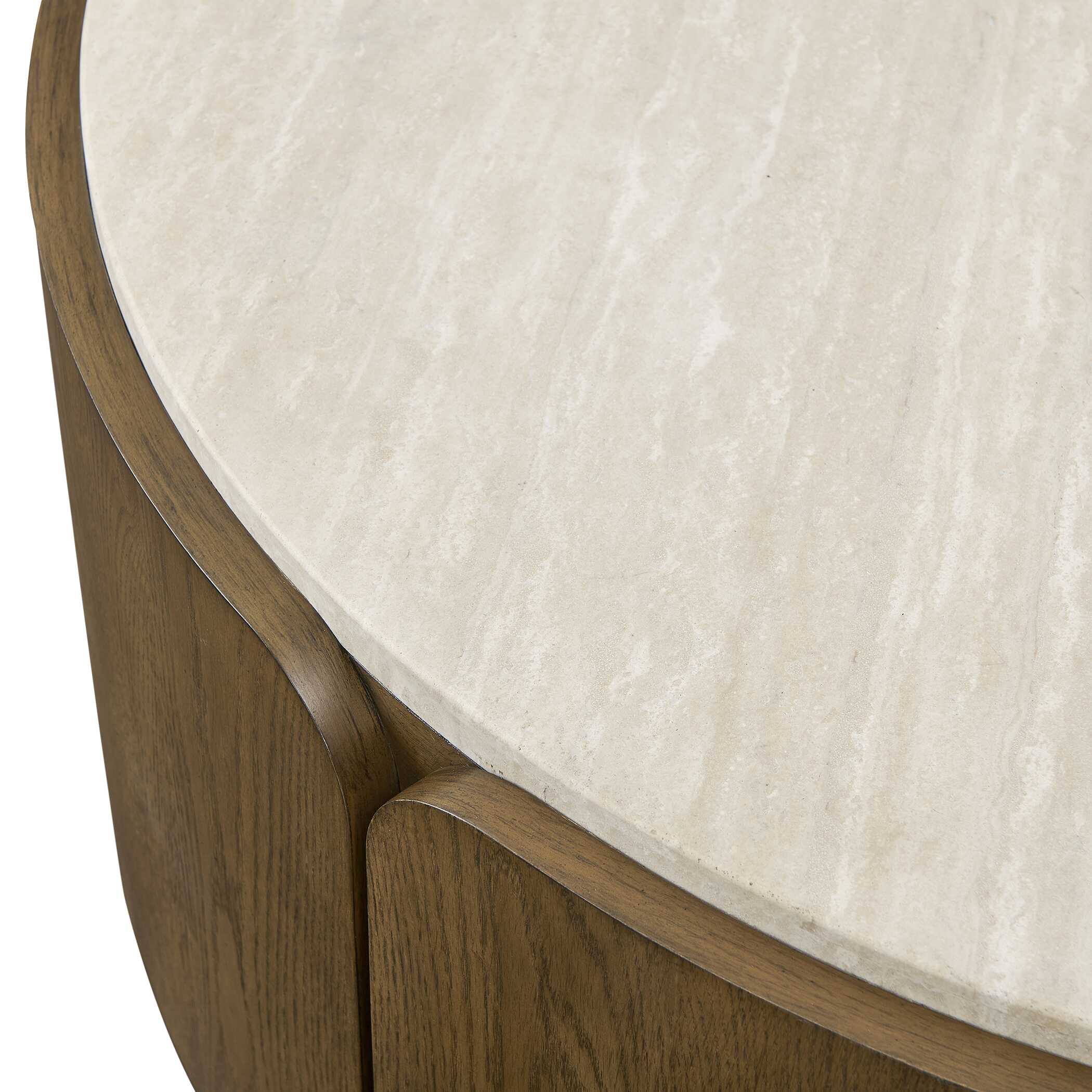 Uttermost Furniture Uttermost Tindall Round Travertine Coffee Table