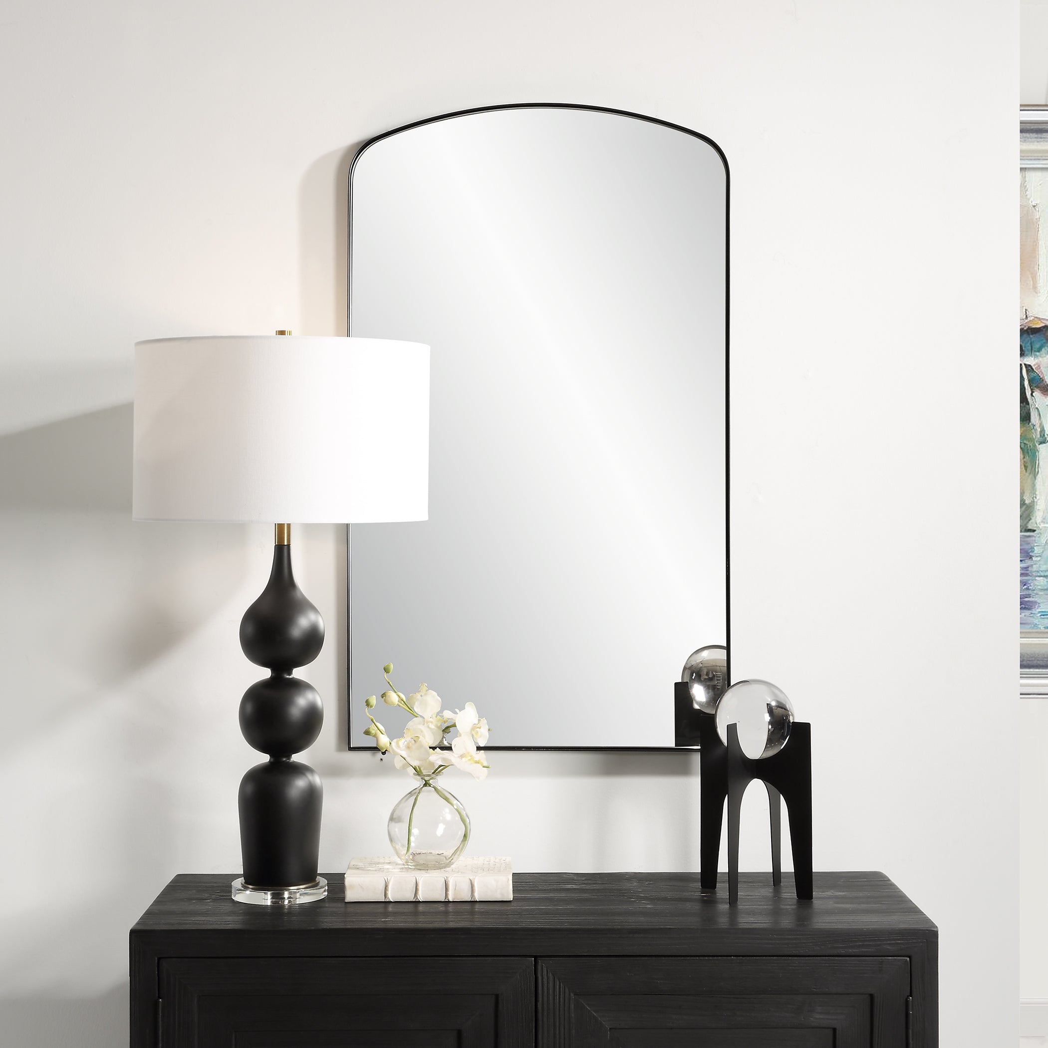 Uttermost Home Decor Uttermost Tordera Black Arch Mirror