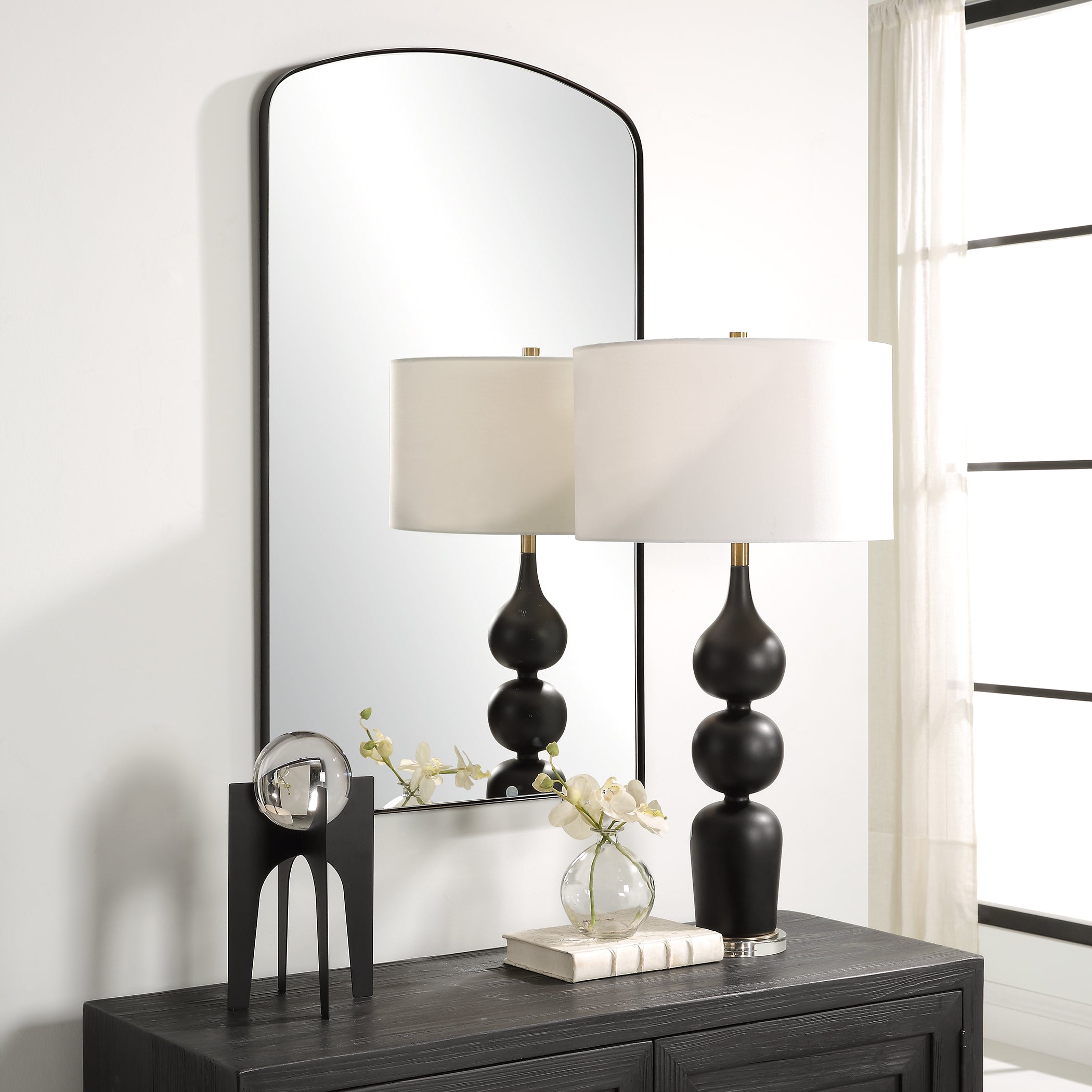 Uttermost Home Decor Uttermost Tordera Black Arch Mirror