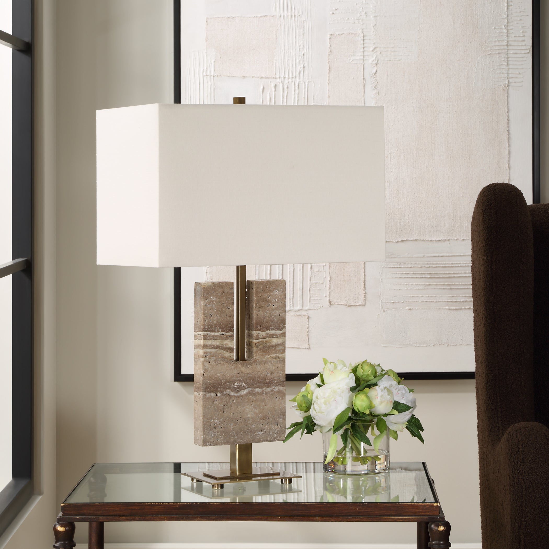 Uttermost Lighting Uttermost Turning Point Travertine Table Lamp