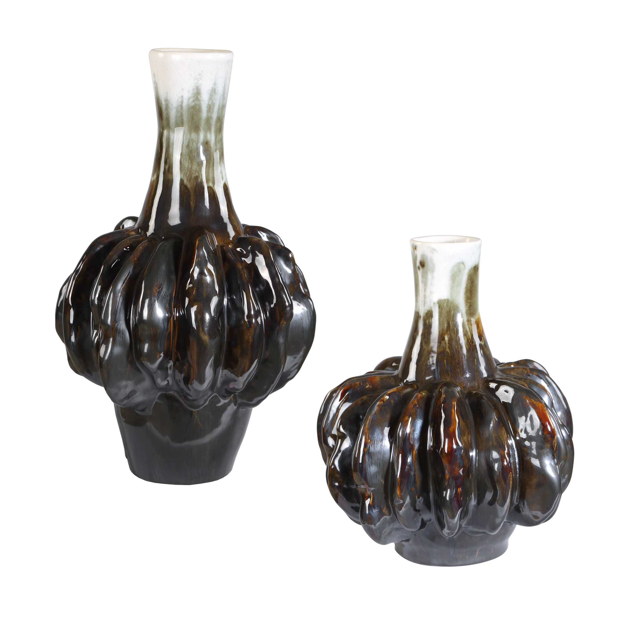 Uttermost Uttermost Umbrian White & Brown Gourd Vases Set/2