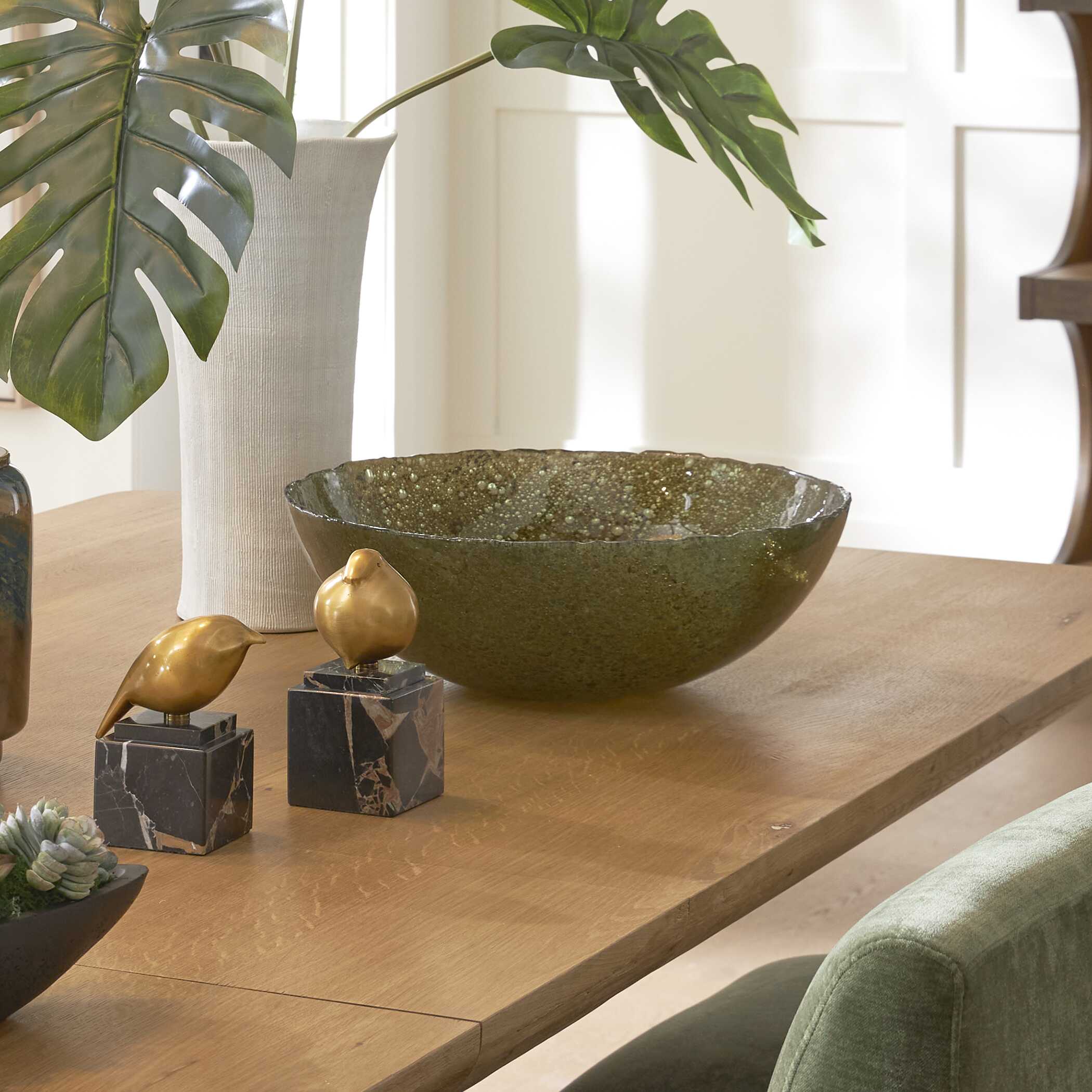 Uttermost Uttermost Veridian Shimmer Earthy Glass Bowl