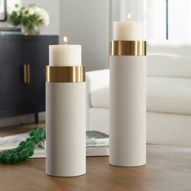 Uttermost Home Uttermost Wessex White Pillar Candleholders Set Of 2