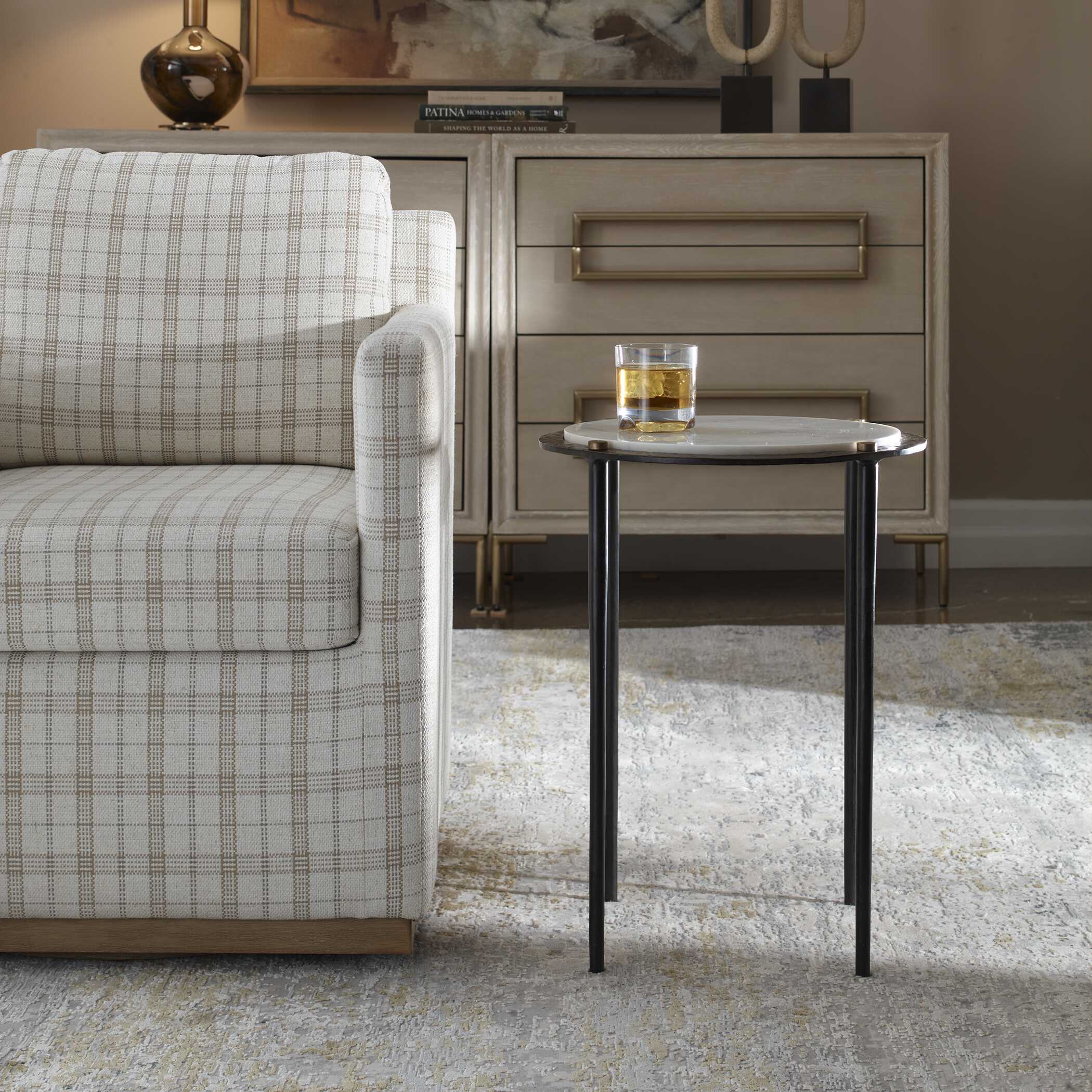 Uttermost Furniture Uttermost Wren Round White Marble Accent Table