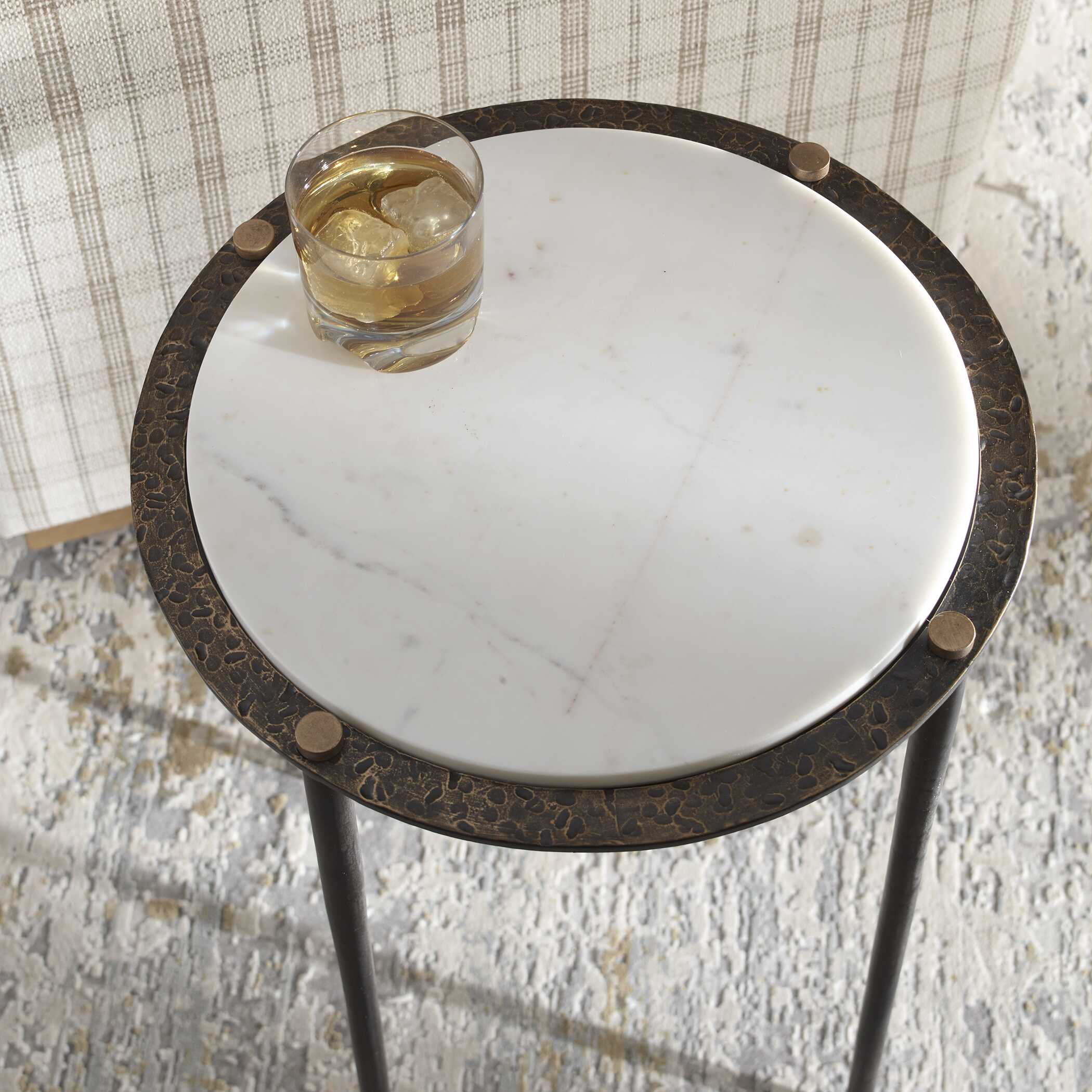 Uttermost Furniture Uttermost Wren Round White Marble Accent Table