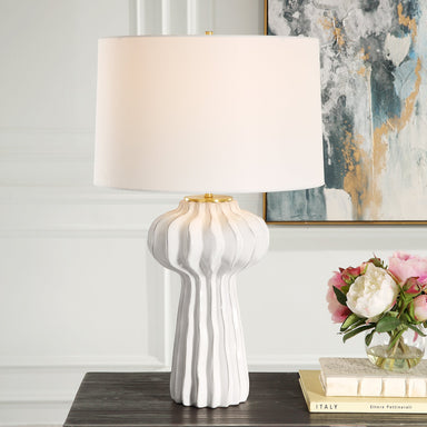 Uttermost Lighting Uttermost Wrenley Ridged White Table Lamp