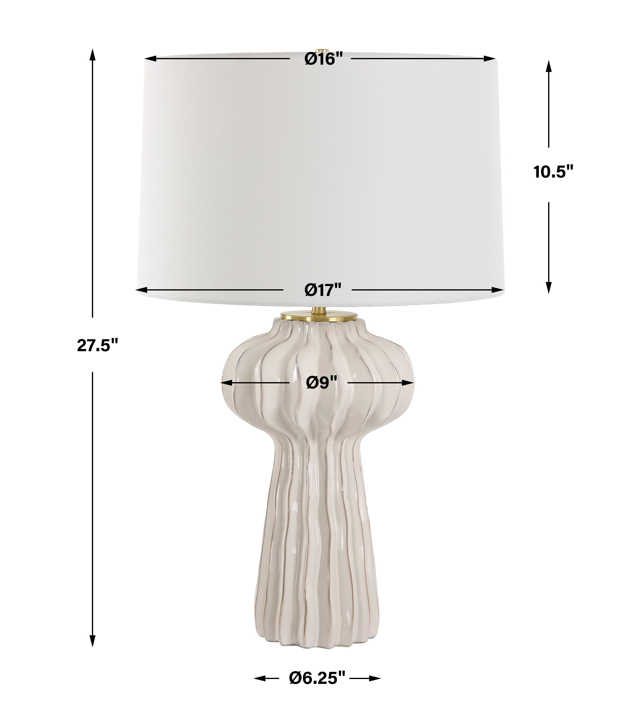 Uttermost Lighting Uttermost Wrenley Ridged White Table Lamp
