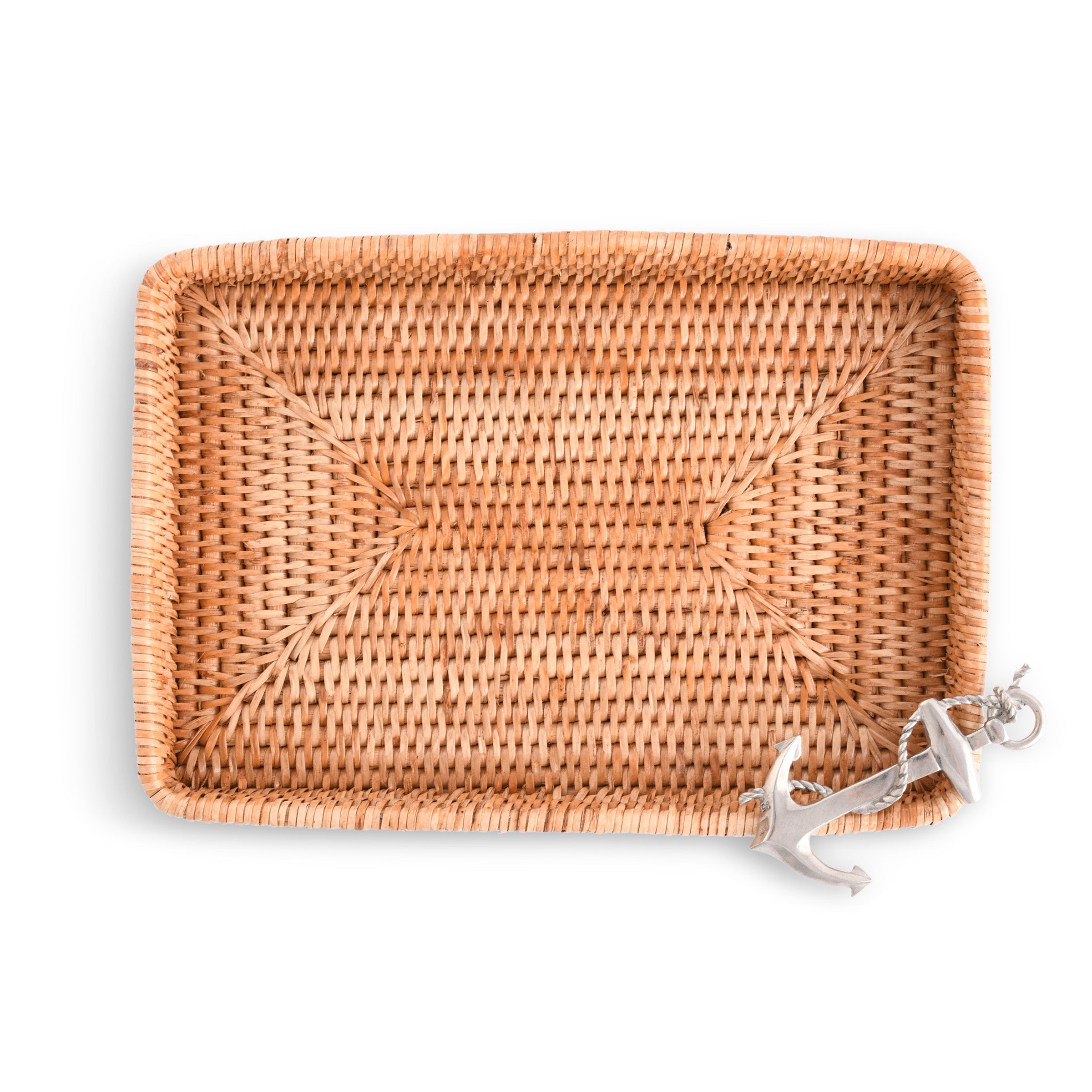 Vagabond House Serveware Vagabond House Anchor Catchall Tray Hand Woven Wicker Rattan