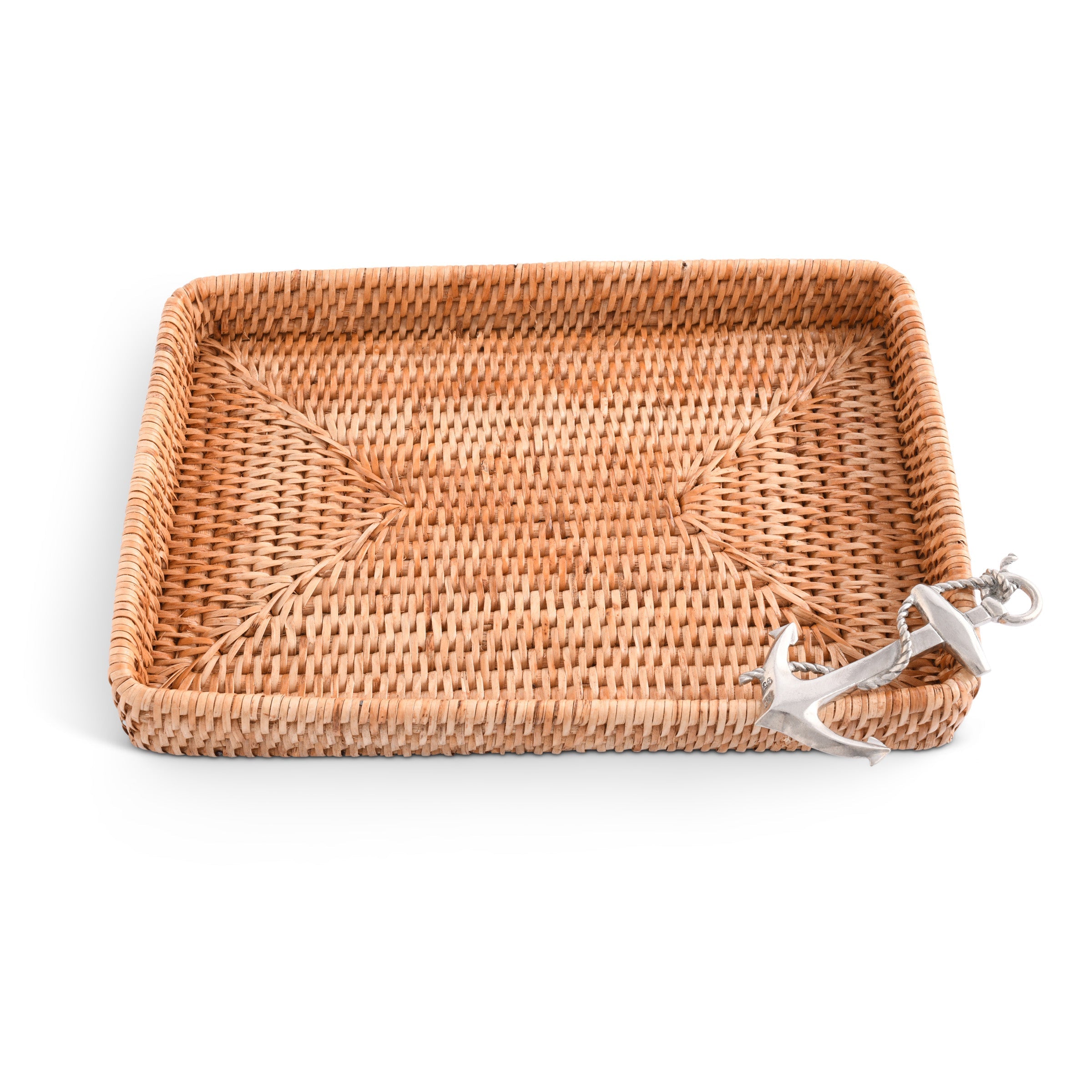 Vagabond House Serveware Vagabond House Anchor Catchall Tray Hand Woven Wicker Rattan