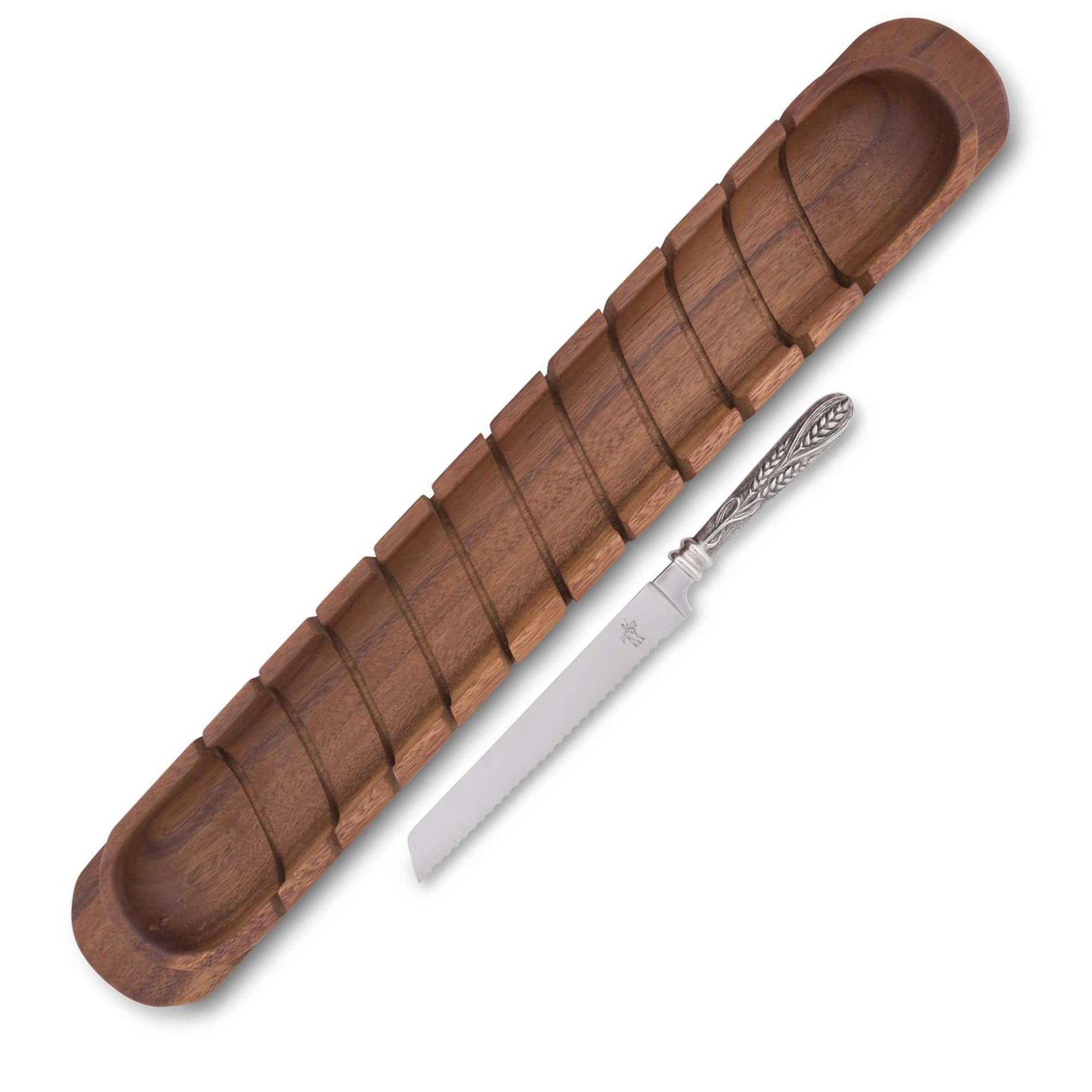 Vagabond House Serveware Vagabond House Baguette Board with Wheat Pattern Bread Knife