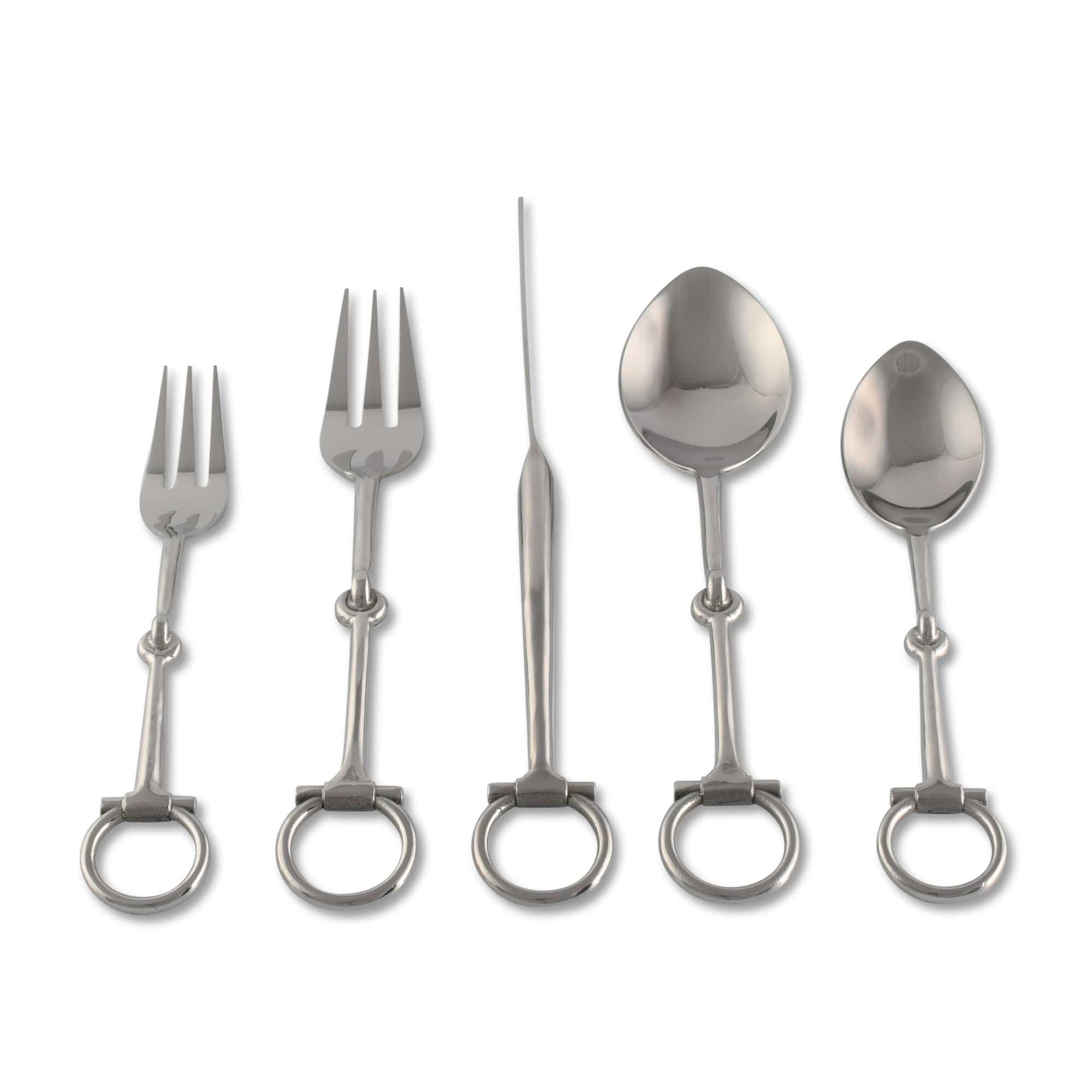 Vagabond House Serveware Vagabond House Bit Five piece Flatware Set - Stainless Steel Matt Silver