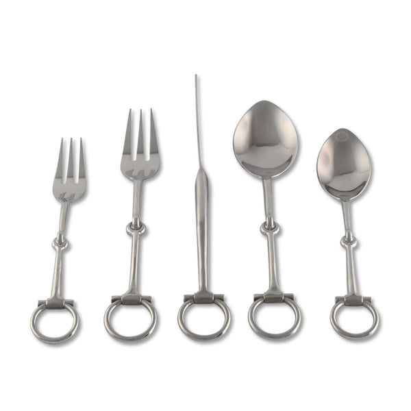 Vagabond House Serveware Vagabond House Bit Five piece Flatware Set - Stainless Steel Matt Silver