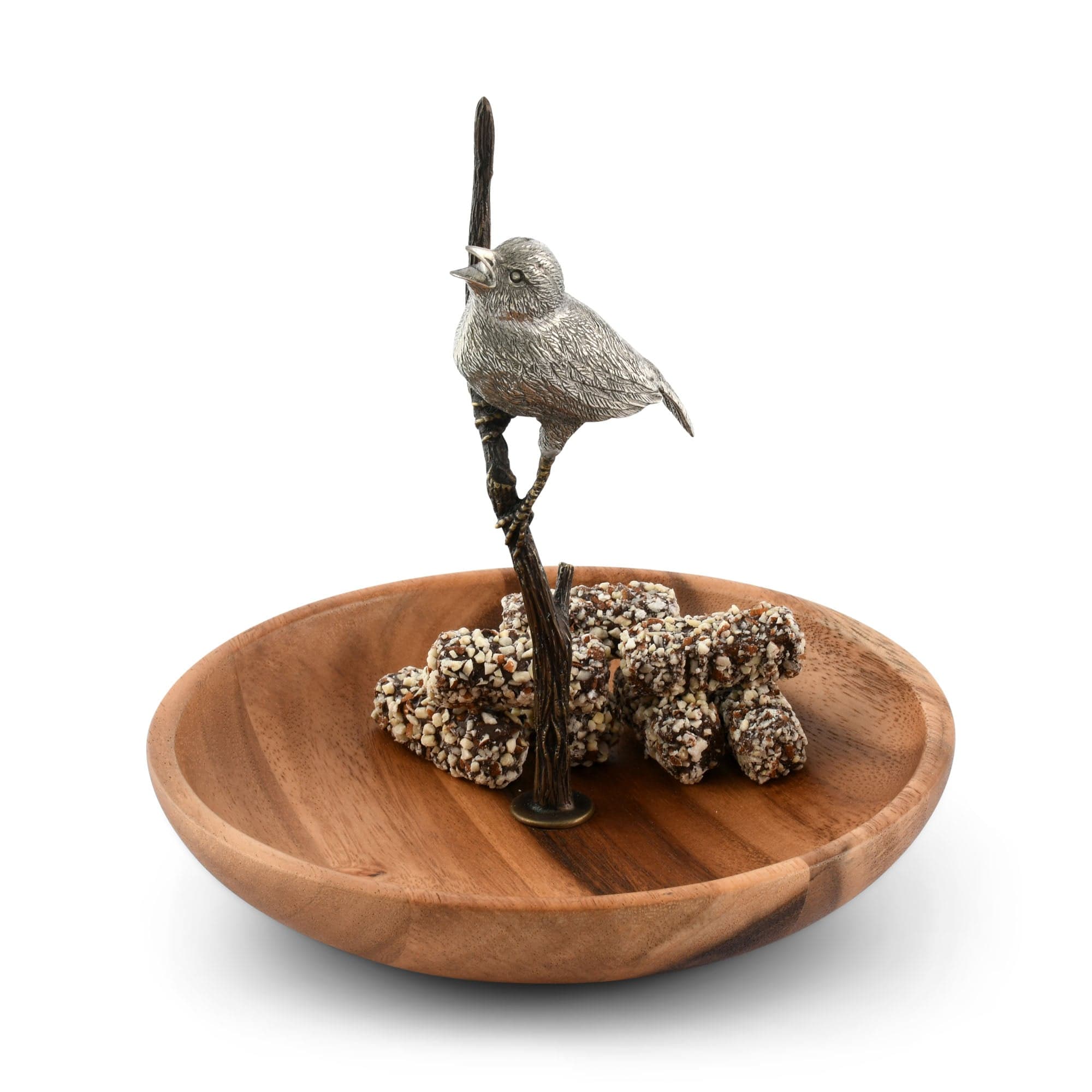 Vagabond House Serveware Vagabond House Bronze Song Bird Wood Tidbit Server Bowl