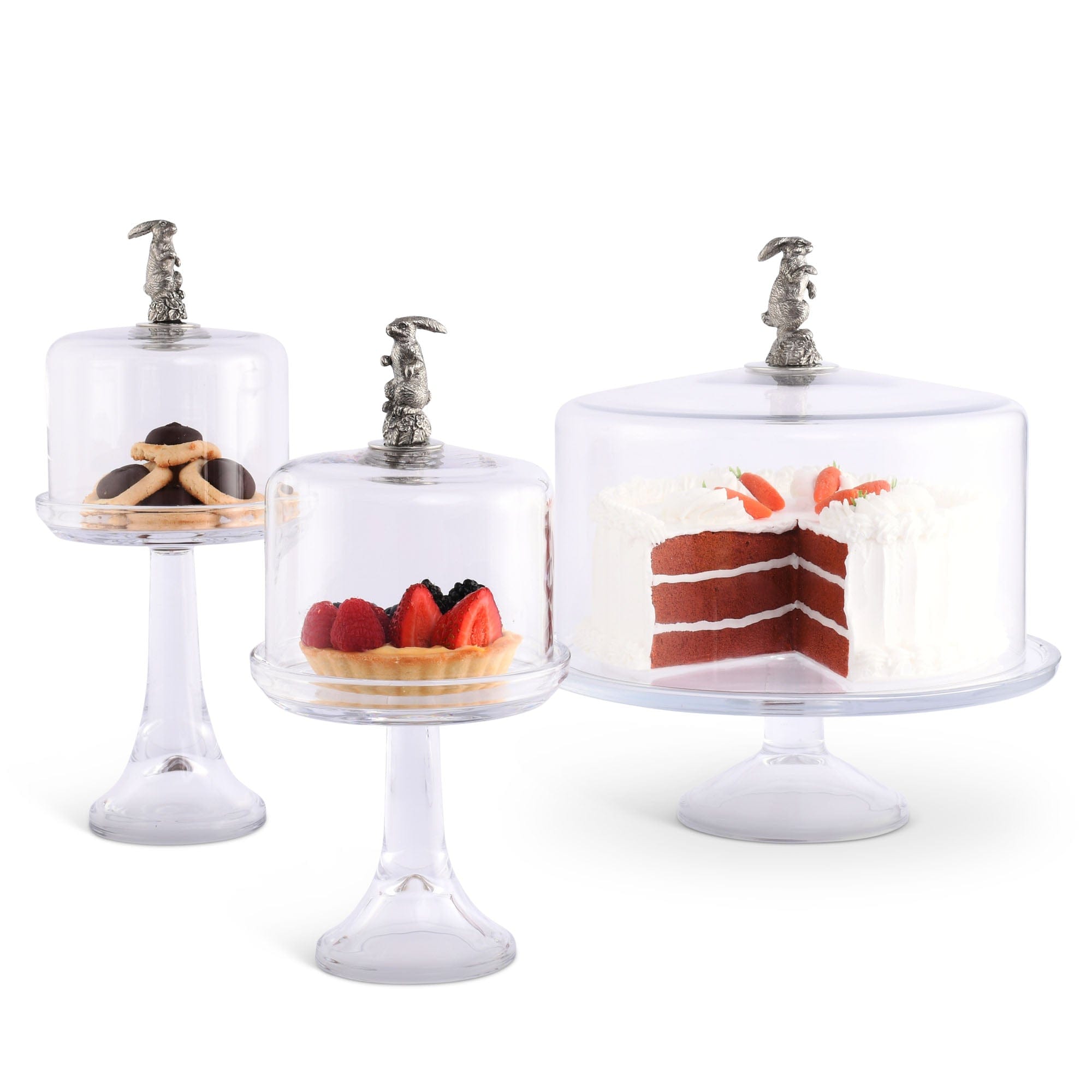 Vagabond House Serveware Vagabond House Bunny Glass Covered Cake / Dessert Stand Short - 11.5" H x 6" D