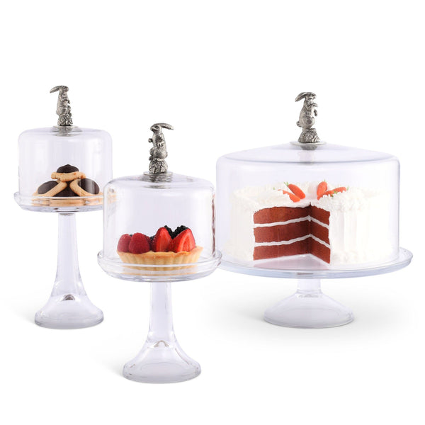 Vagabond House Serveware Vagabond House Bunny Glass Covered Cake / Dessert Stand Short - 11.5" H x 6" D