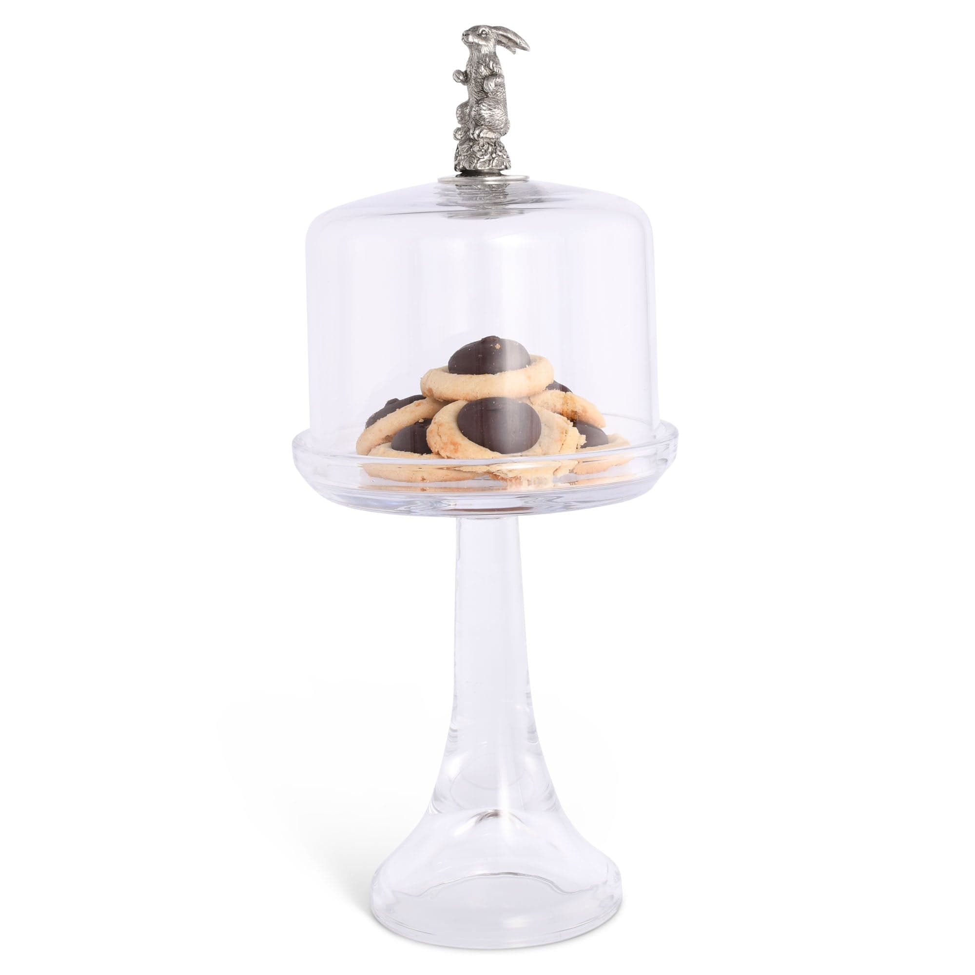 Vagabond House Serveware Vagabond House Bunny Glass Covered Cake / Dessert Stand Tall -  13" H x 6" D