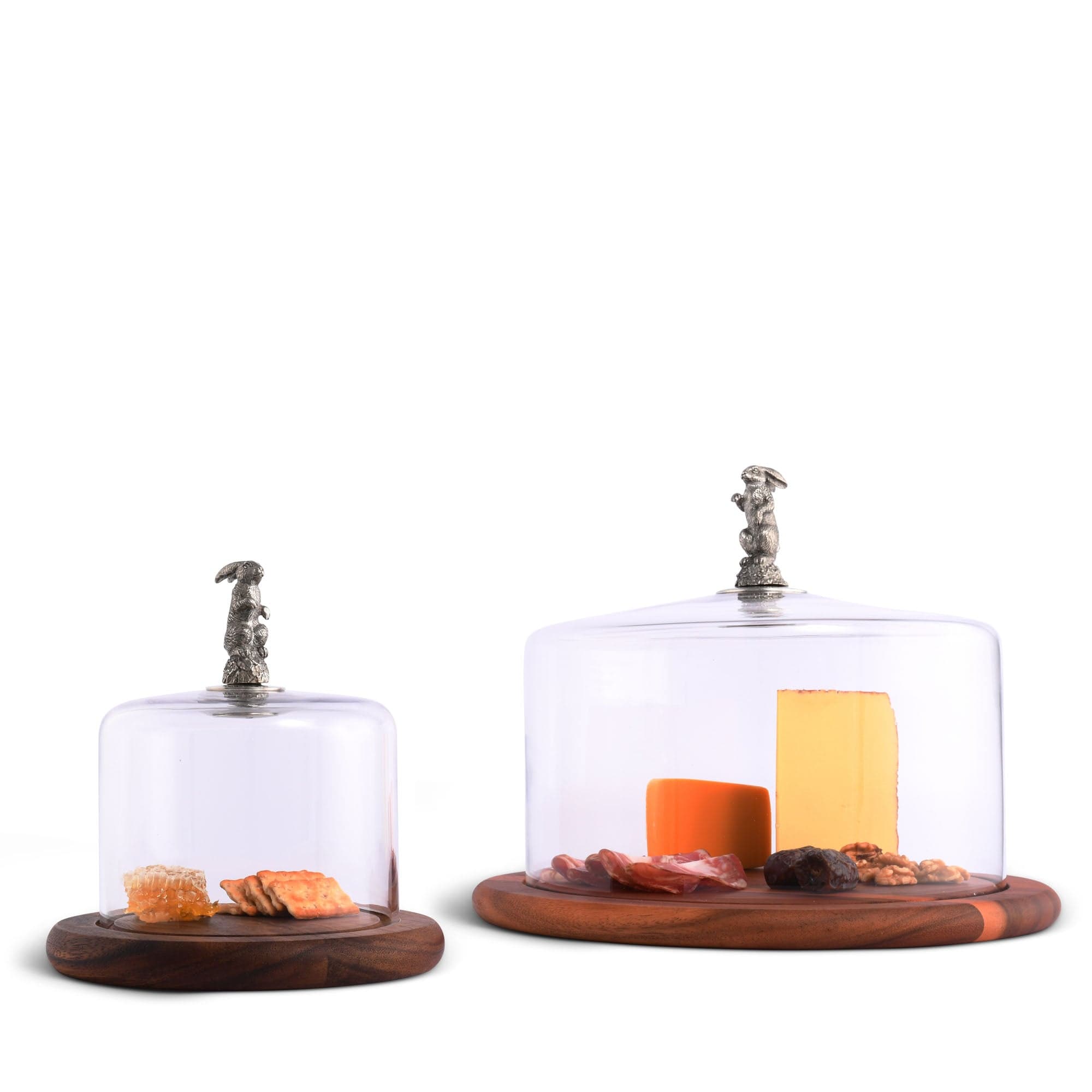 Vagabond House Serveware Vagabond House Bunny Glass Covered Cheese Wood Board Wood 6.5" D