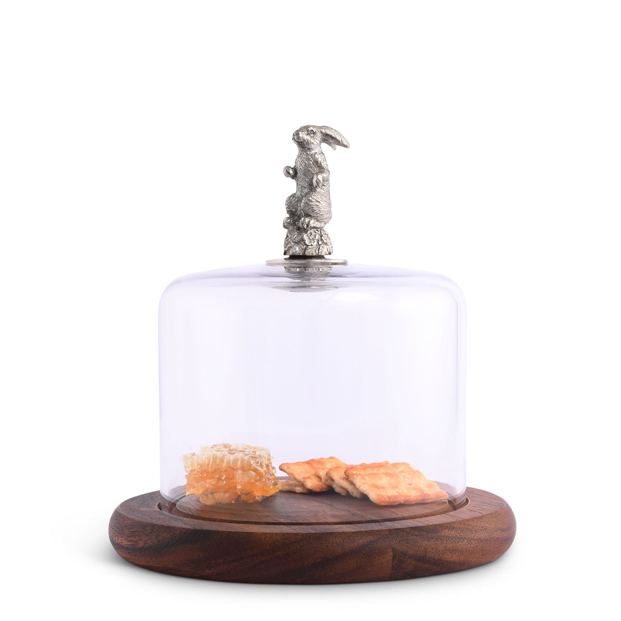 Vagabond House Serveware Vagabond House Bunny Glass Covered Cheese Wood Board Wood 6.5" D