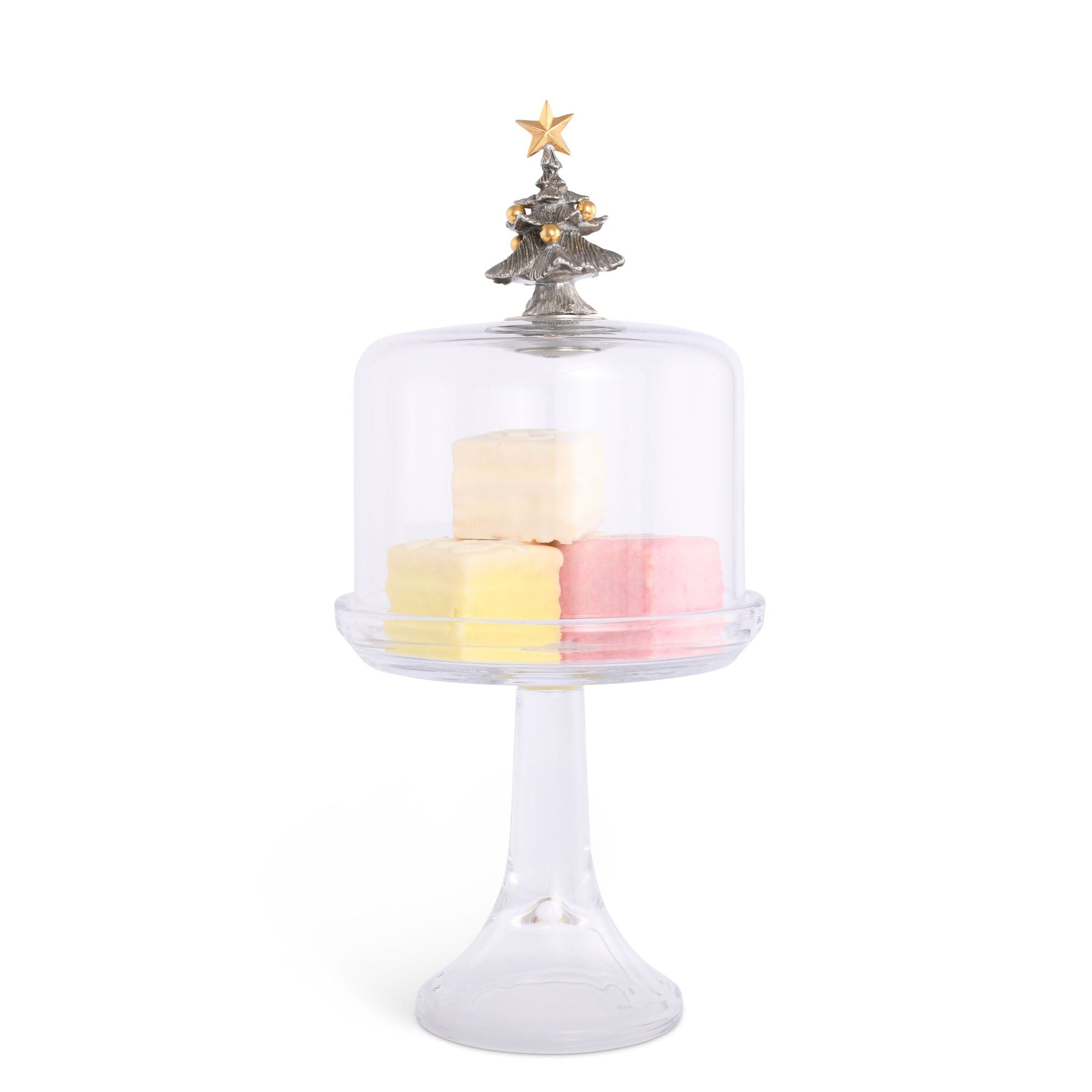 Vagabond House Serveware Vagabond House Christmas Tree Glass Covered Cake / Dessert Stand Short - 11.5" H x 6" D
