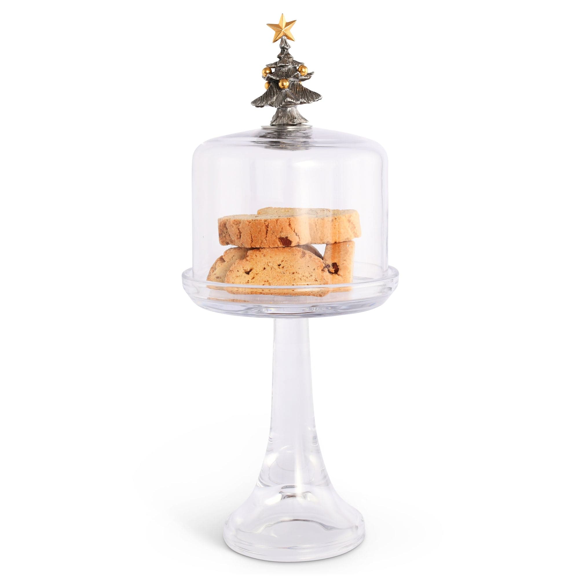 Vagabond House Serveware Vagabond House Christmas Tree Glass Covered Cake / Dessert Stand Tall -  13" H x 6" D