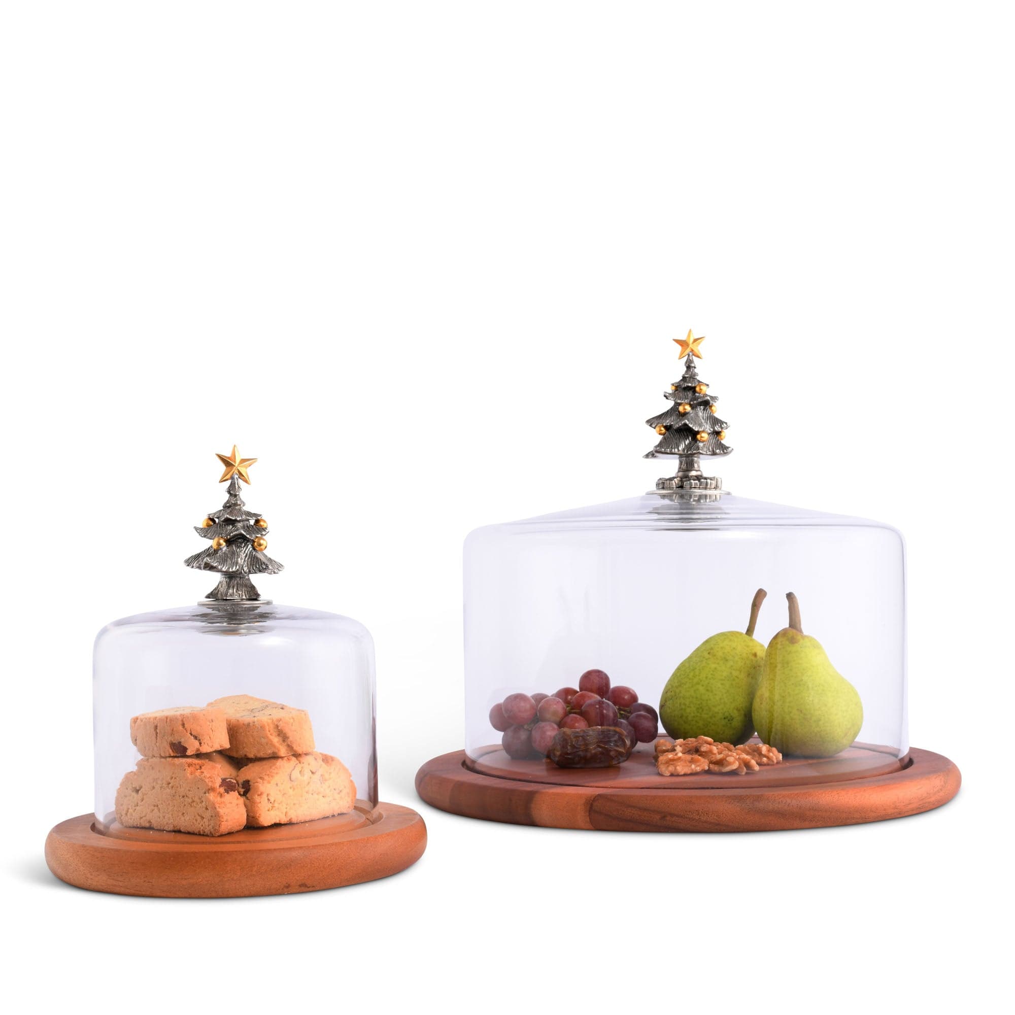 Vagabond House Serveware Vagabond House Christmas Tree Glass Covered Cheese Wood Board Wood 13" D