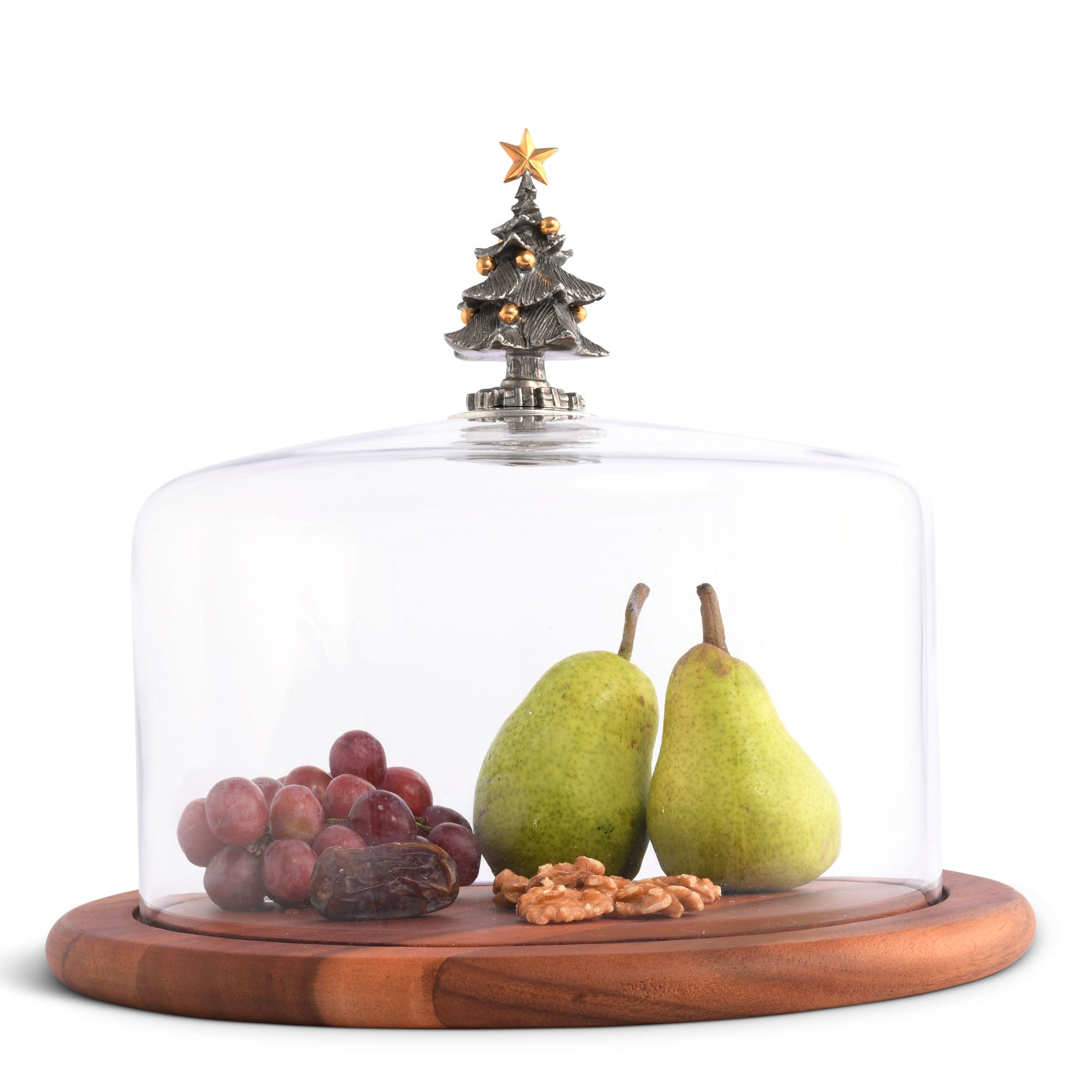 Vagabond House Serveware Vagabond House Christmas Tree Glass Covered Cheese Wood Board Wood 13" D