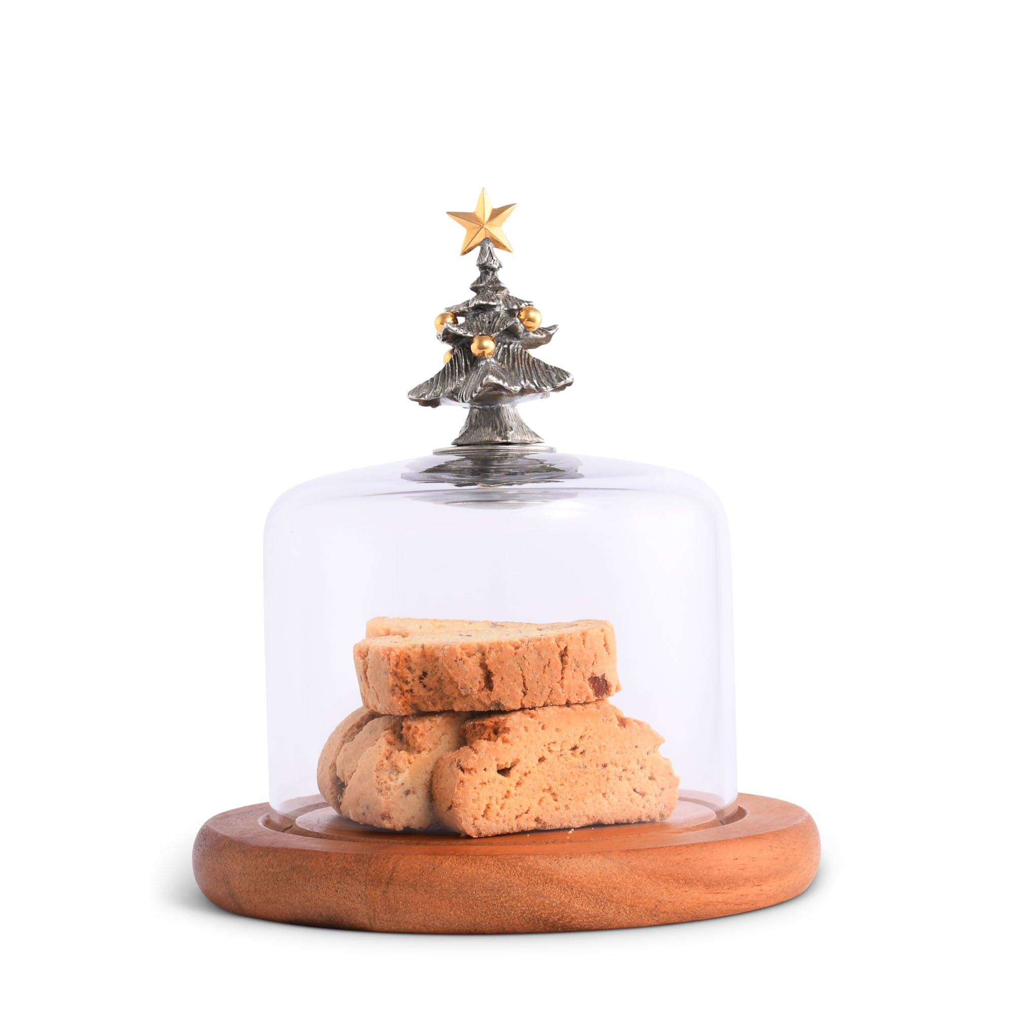 Vagabond House Serveware Vagabond House Christmas Tree Glass Covered Cheese Wood Board Wood 6.5" D
