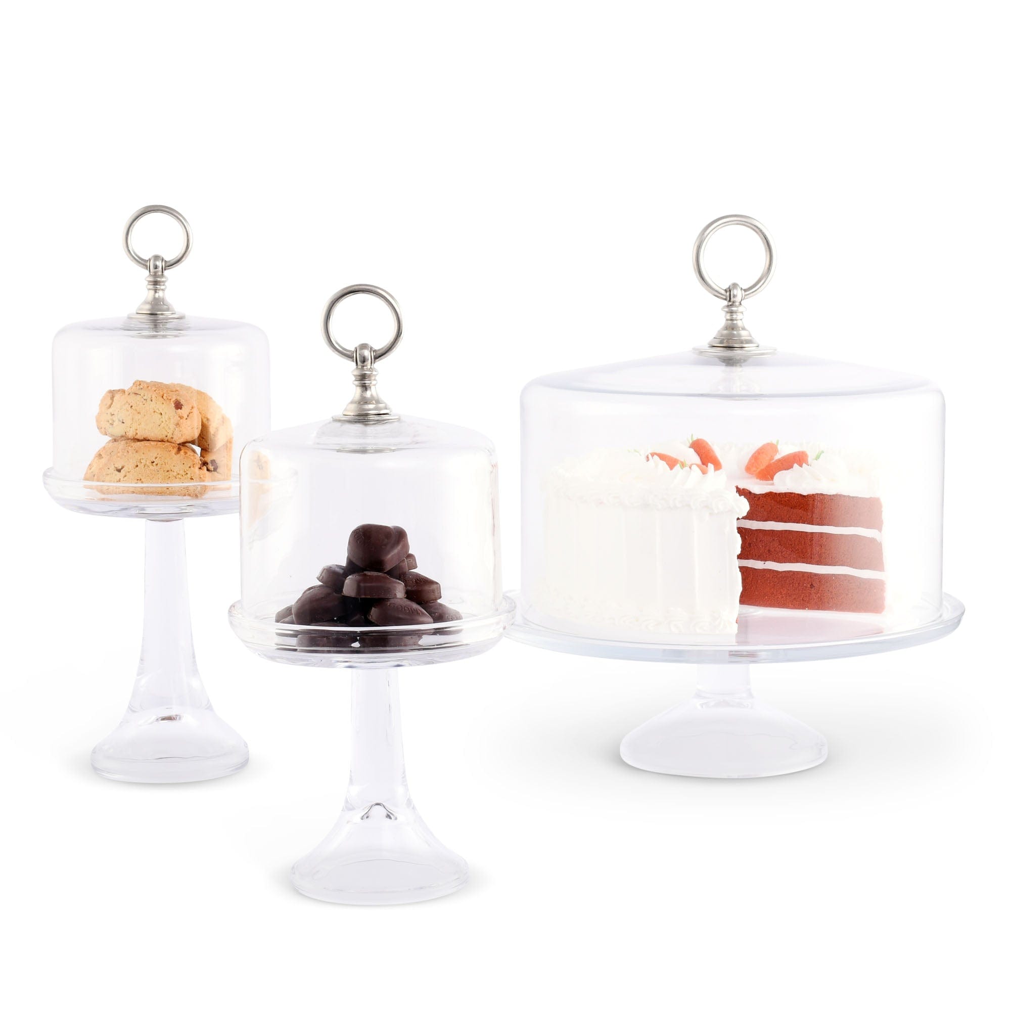 Vagabond House Serveware Vagabond House Classic Pewter Ring Glass Covered Cake / Dessert Stand Short - 11.5" H x 6" D