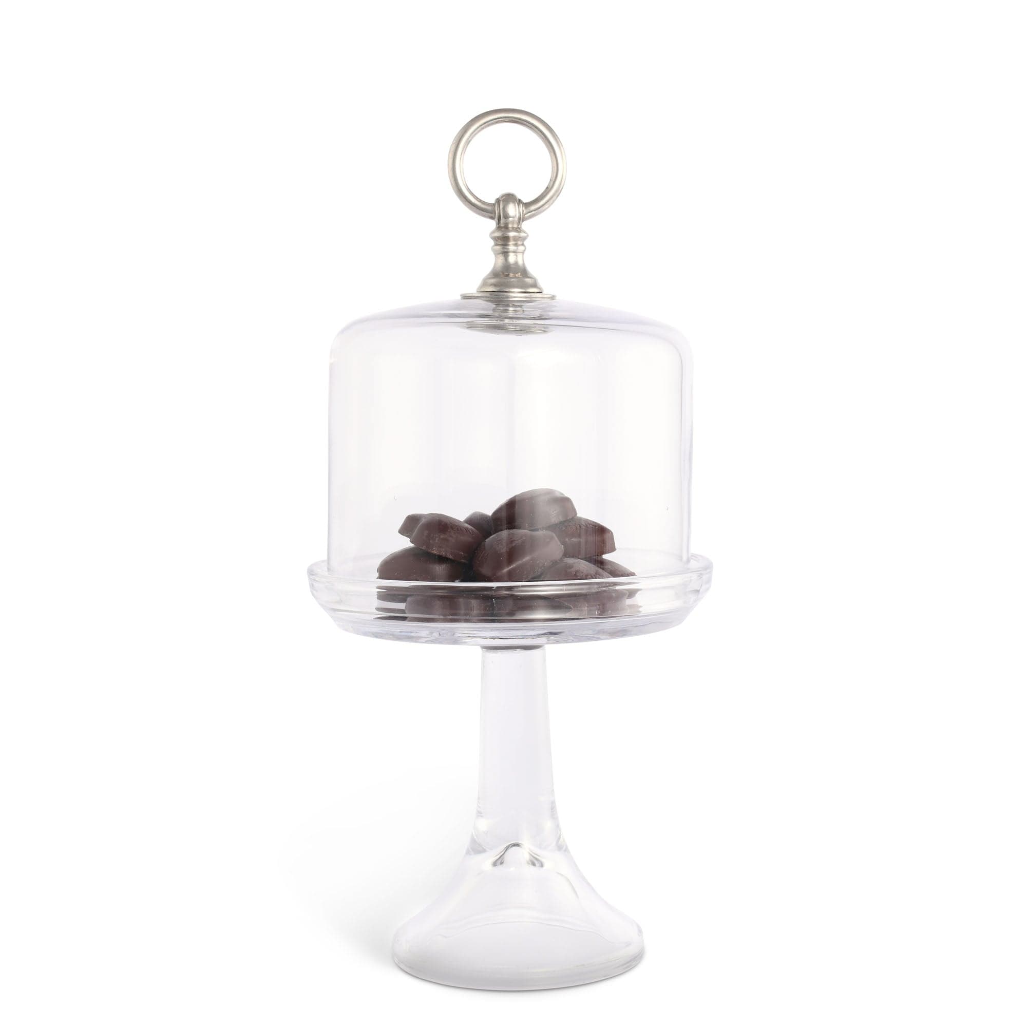 Vagabond House Serveware Vagabond House Classic Pewter Ring Glass Covered Cake / Dessert Stand Short - 11.5" H x 6" D