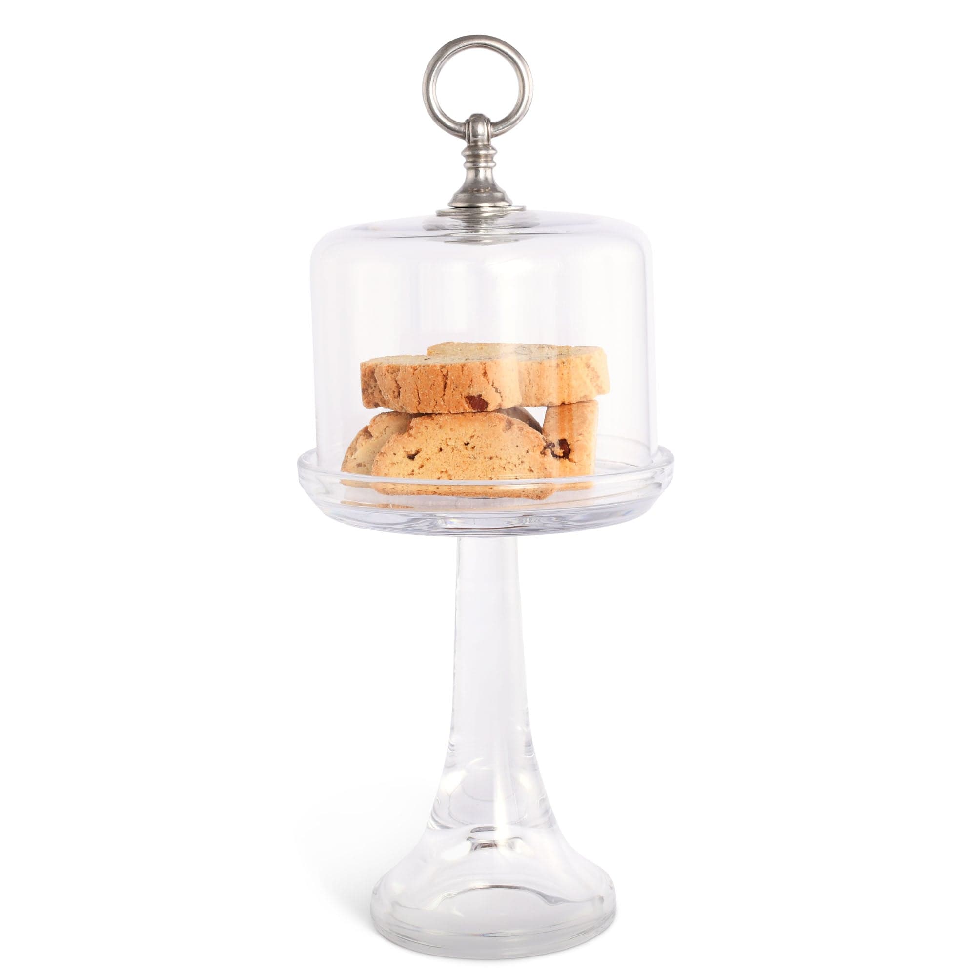 Vagabond House Serveware Vagabond House Classic Pewter Ring Glass Covered Cake / Dessert Stand Tall -  13" H x 6" D