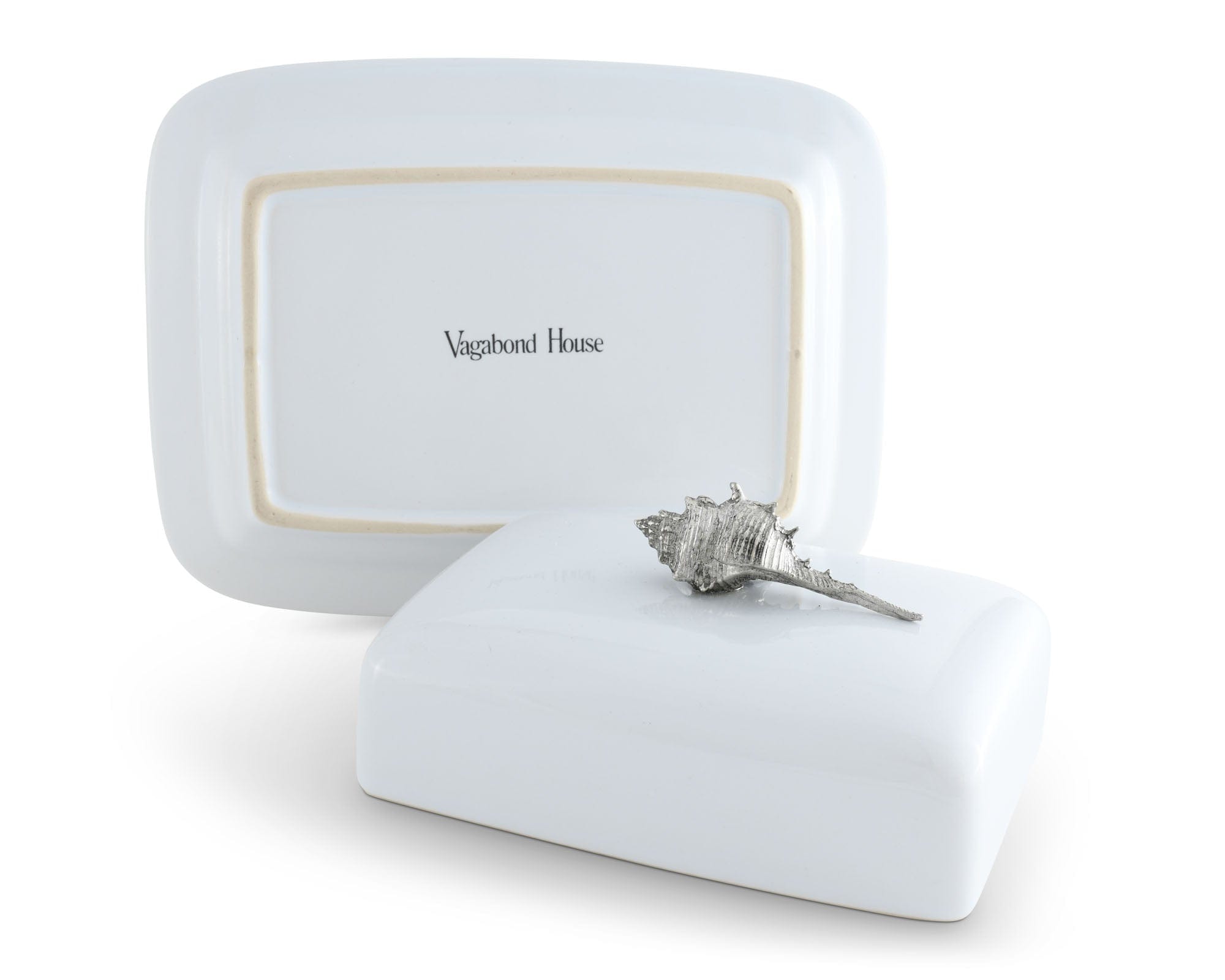 Vagabond House Serveware Vagabond House Conch Shell Stoneware Butter Dish