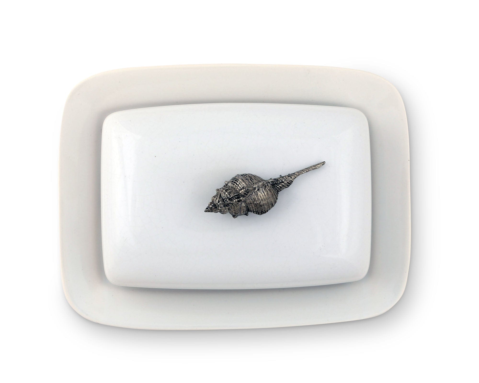 Vagabond House Serveware Vagabond House Conch Shell Stoneware Butter Dish