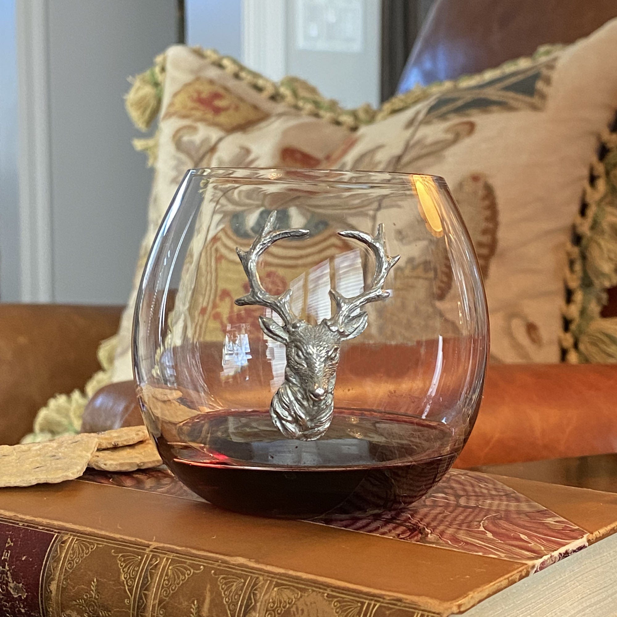 Vagabond House Serveware Vagabond House Elk / Deer Stemless Wine Glass