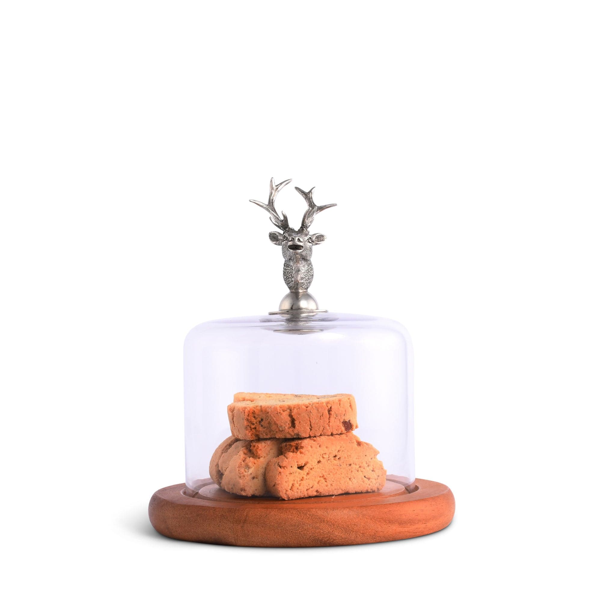 Vagabond House Serveware Vagabond House Elk Head Glass Covered Cheese Wood Board Wood 6.5" D