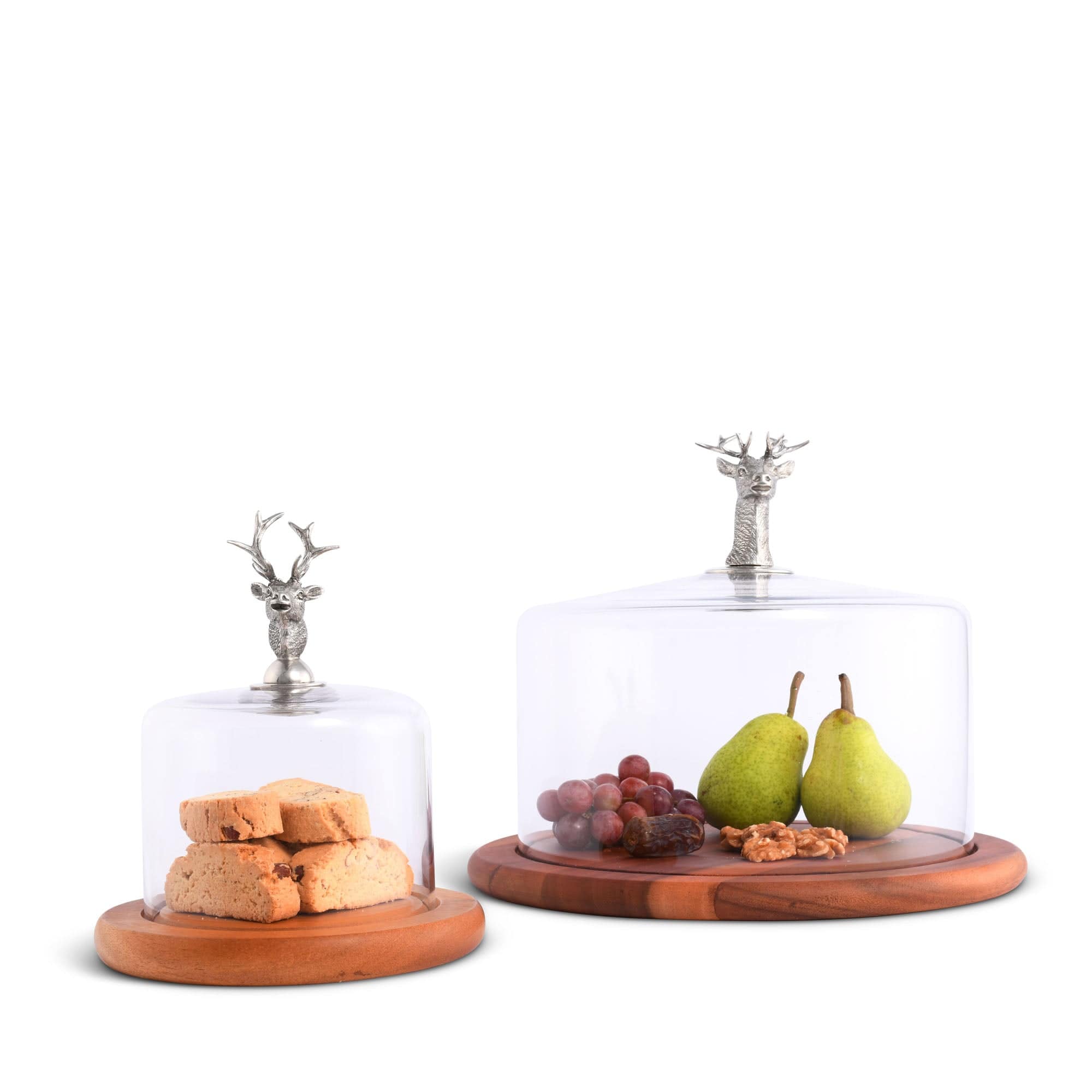 Vagabond House Serveware Vagabond House Elk Head Glass Covered Cheese Wood Board Wood 6.5" D